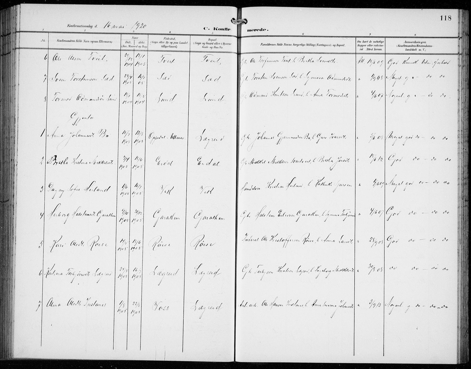 Ullensvang sokneprestembete, SAB/A-78701/H/Hab: Parish register (copy) no. C  3, 1899-1932, p. 118