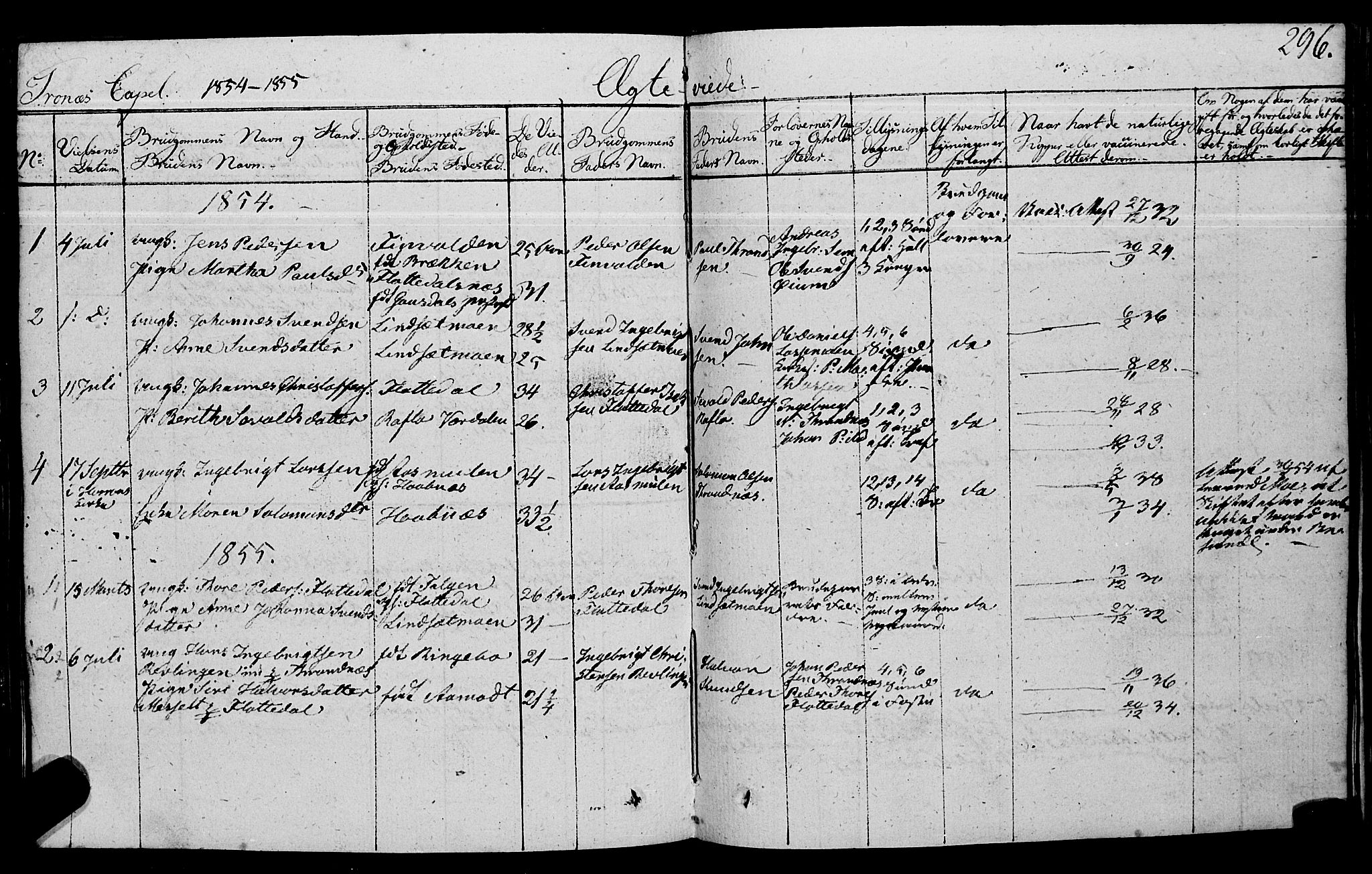 Ministerialprotokoller, klokkerbøker og fødselsregistre - Nord-Trøndelag, SAT/A-1458/762/L0538: Parish register (official) no. 762A02 /2, 1833-1879, p. 296