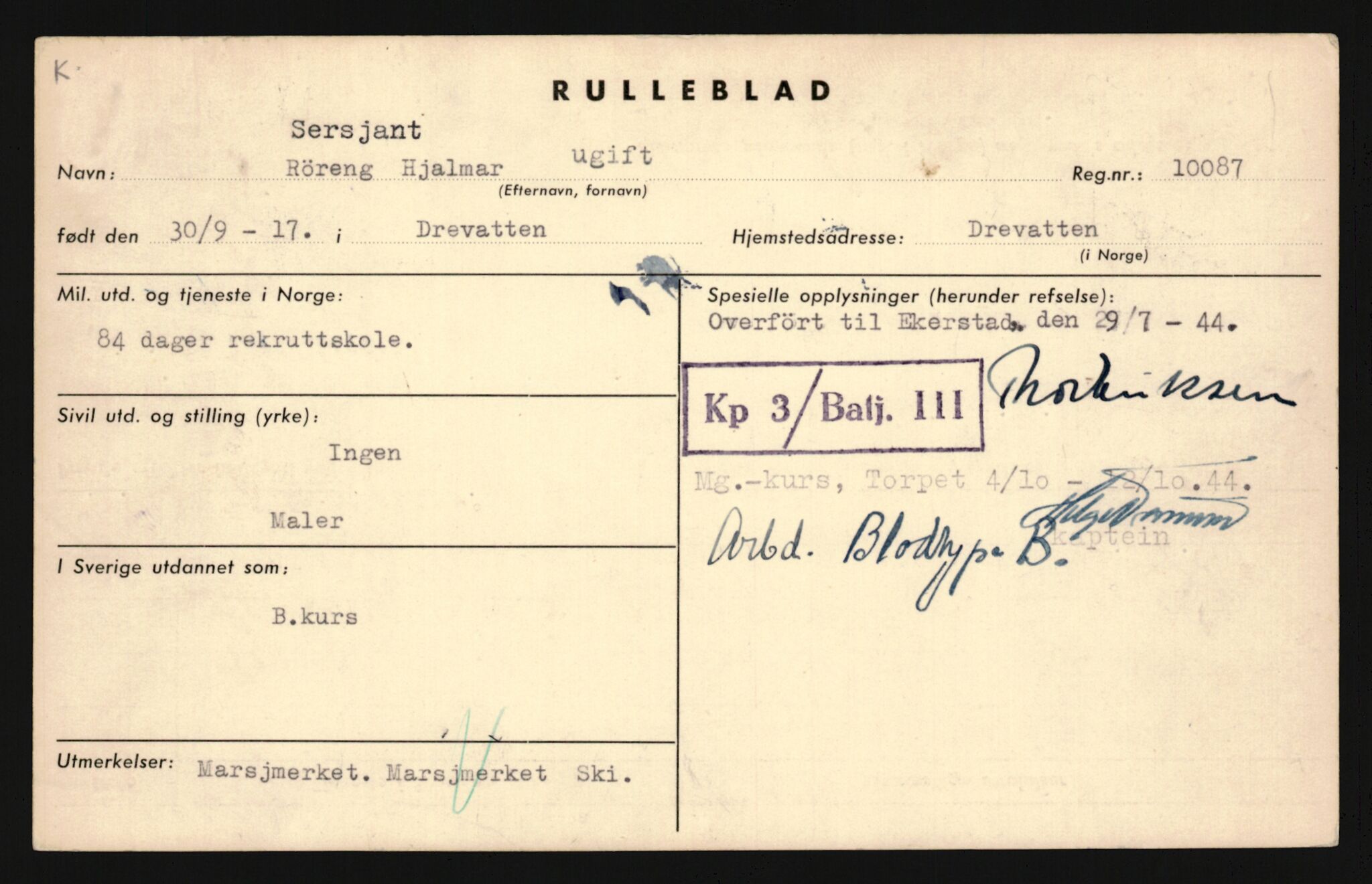 Forsvaret, Sør-Hålogaland landforsvar, AV/RA-RAFA-2552/P/Pa/L0303: Personellmapper for slettet personell, yrkesbefal og vernepliktig befal, født 1917-1920, 1936-1980, p. 229