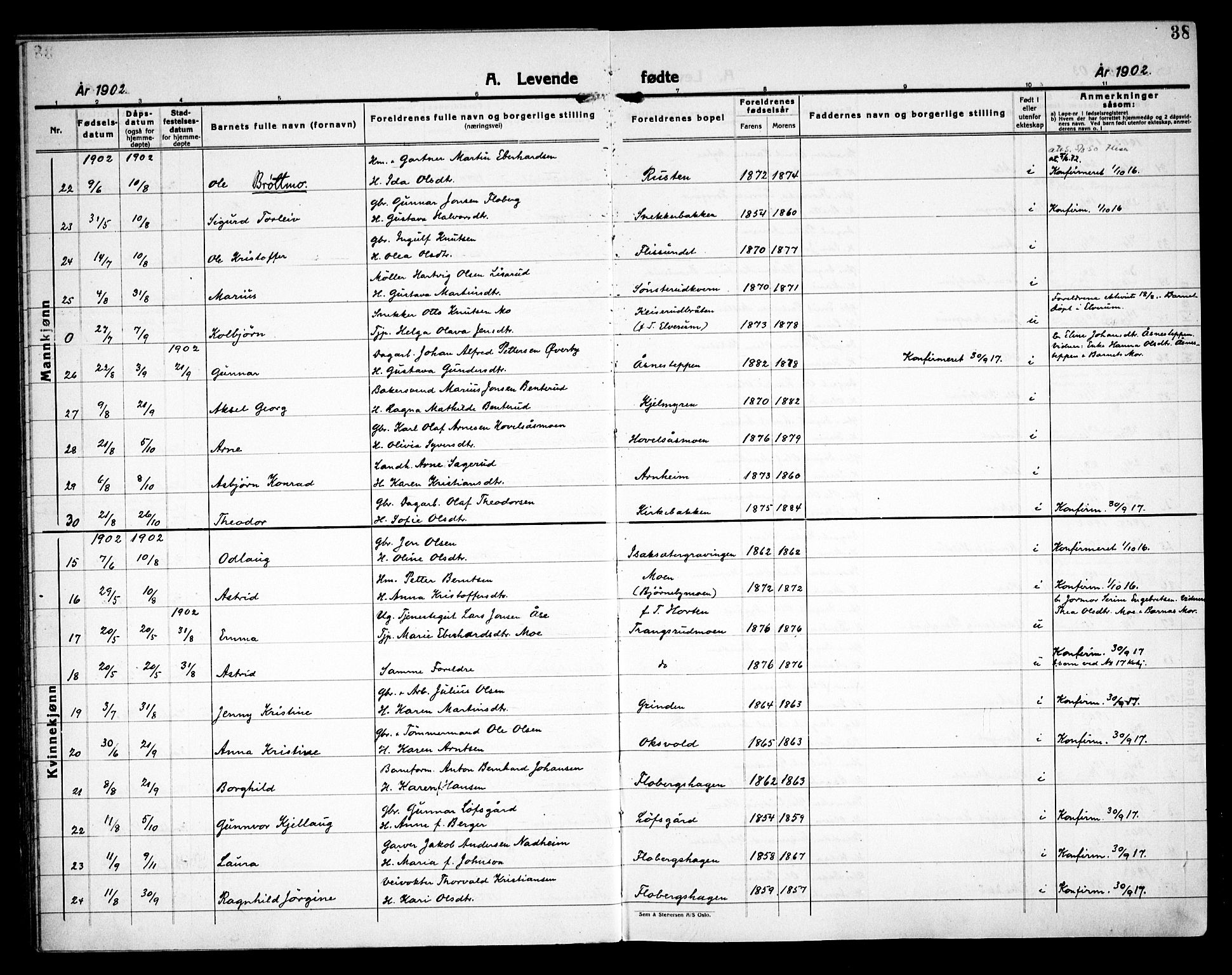 Åsnes prestekontor, SAH/PREST-042/H/Ha/Haa/L0000C: Parish register (official) no. 0A, 1890-1929, p. 38