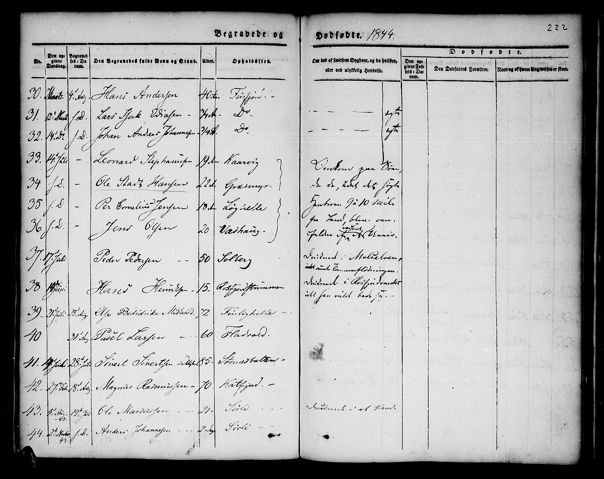 Lenvik sokneprestembete, SATØ/S-1310/H/Ha/Haa/L0004kirke: Parish register (official) no. 4, 1832-1844, p. 222