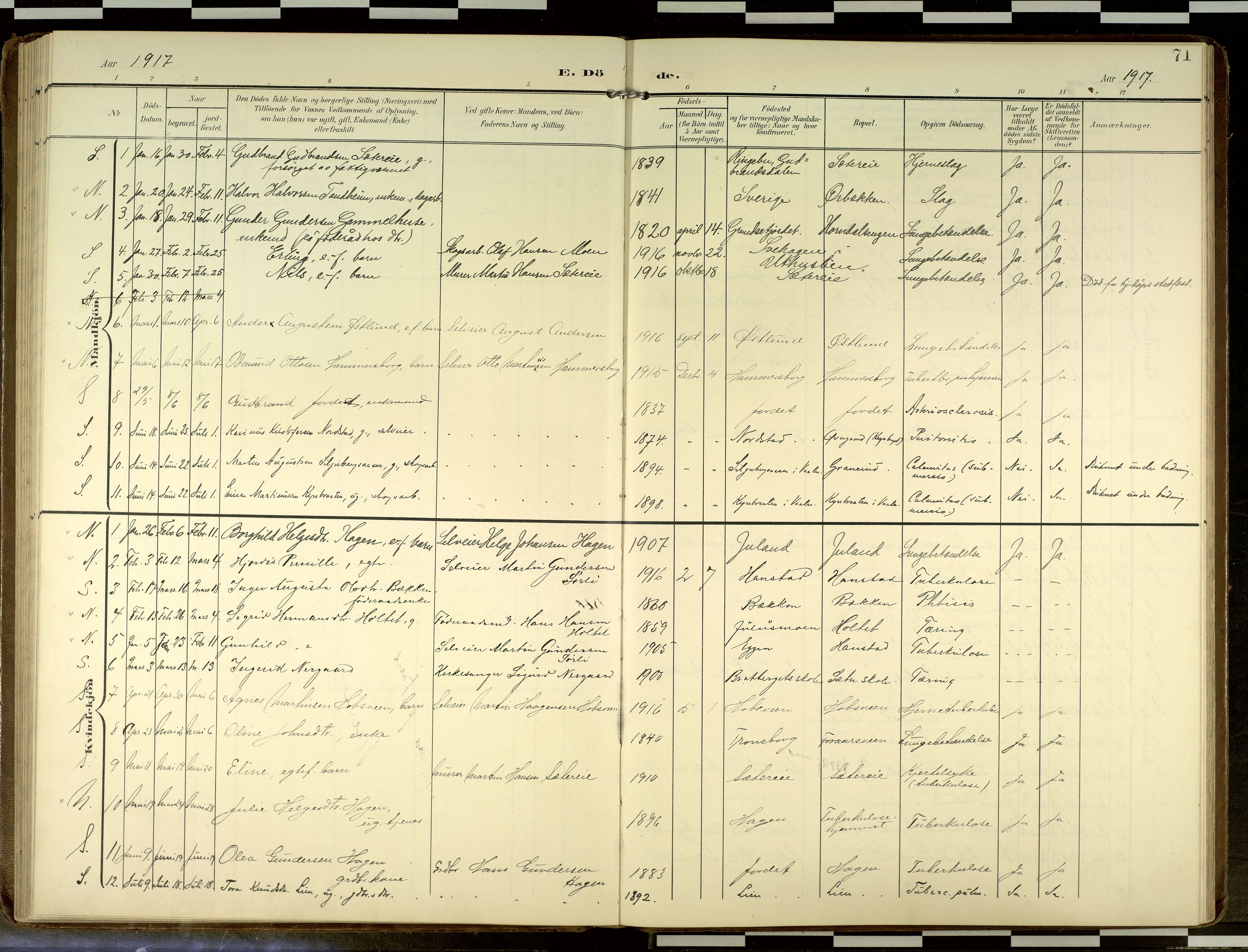 Elverum prestekontor, AV/SAH-PREST-044/H/Ha/Haa/L0019: Parish register (official) no. 19, 1903-1926, p. 71