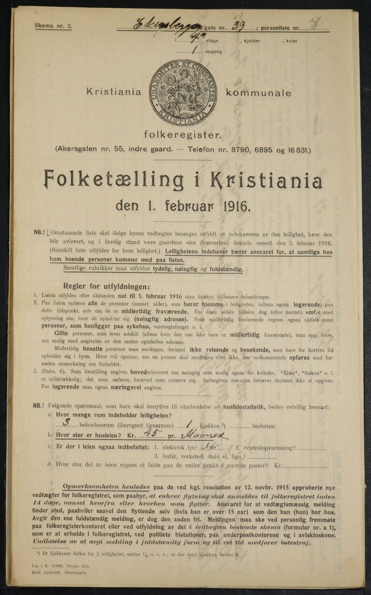 OBA, Municipal Census 1916 for Kristiania, 1916, p. 18766