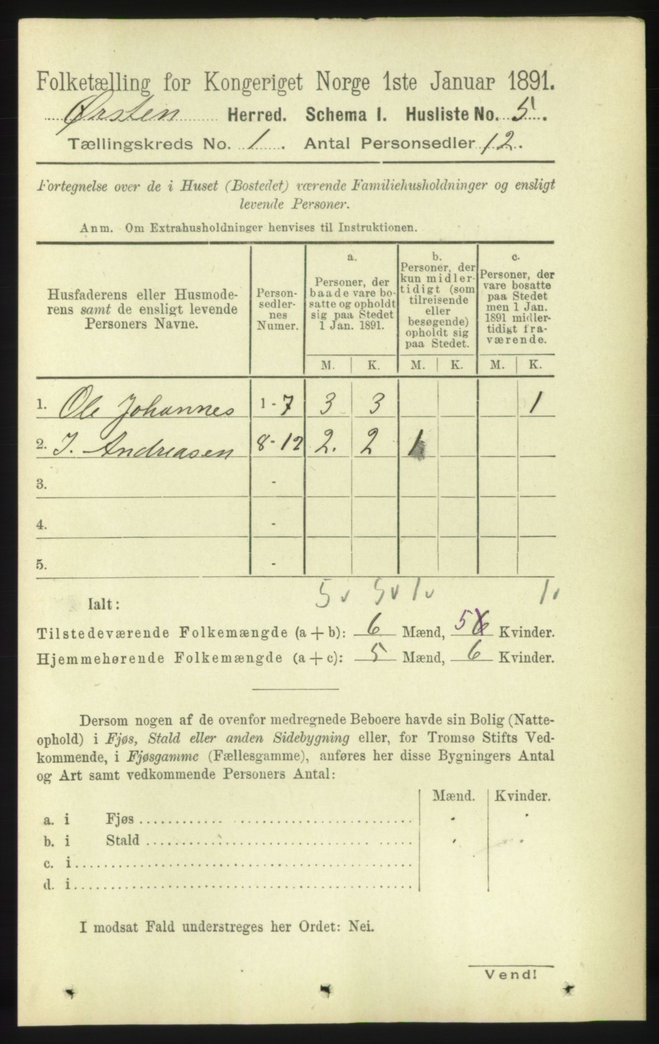 RA, 1891 census for 1520 Ørsta, 1891, p. 23