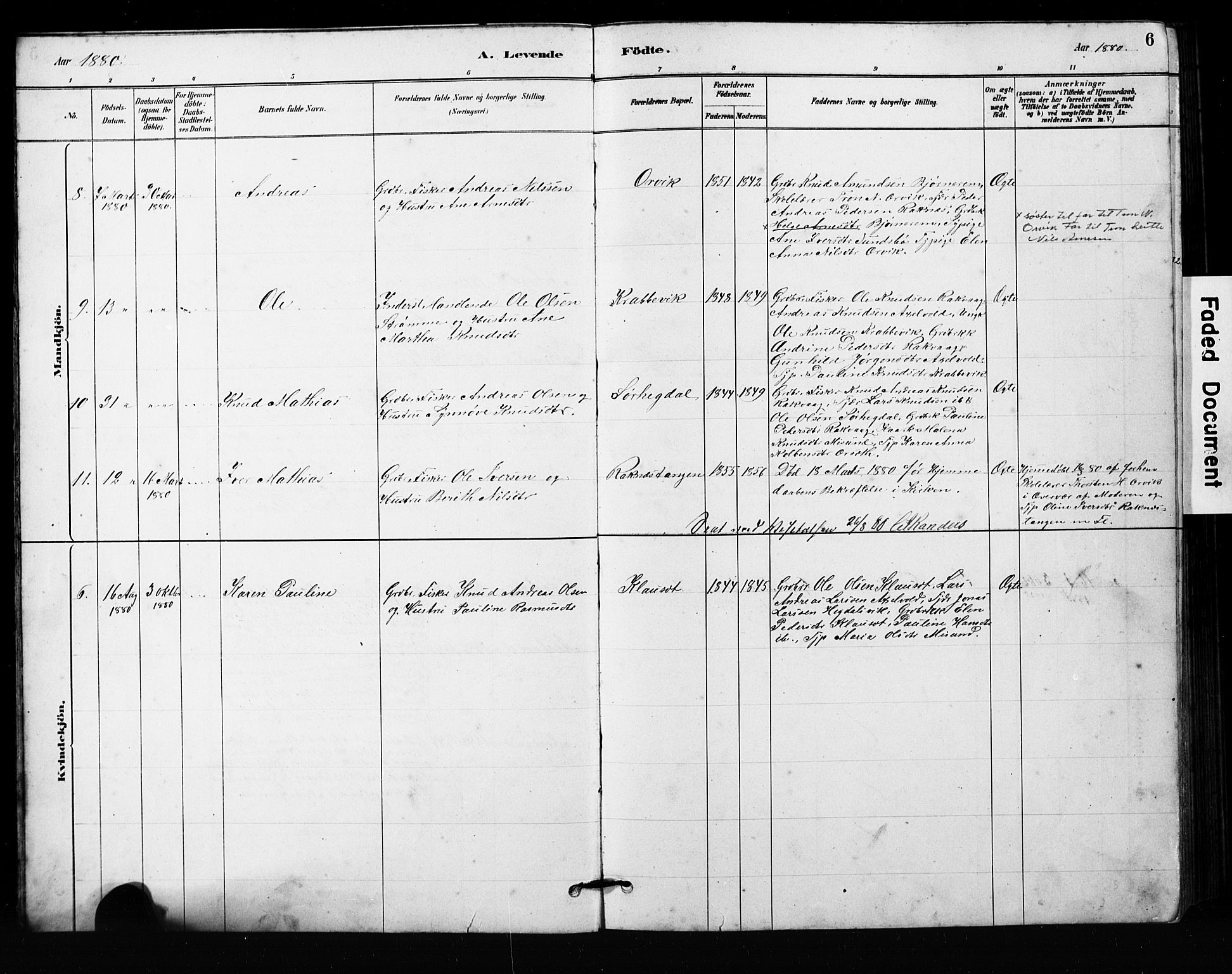 Ministerialprotokoller, klokkerbøker og fødselsregistre - Møre og Romsdal, AV/SAT-A-1454/563/L0737: Parish register (copy) no. 563C01, 1878-1916, p. 6