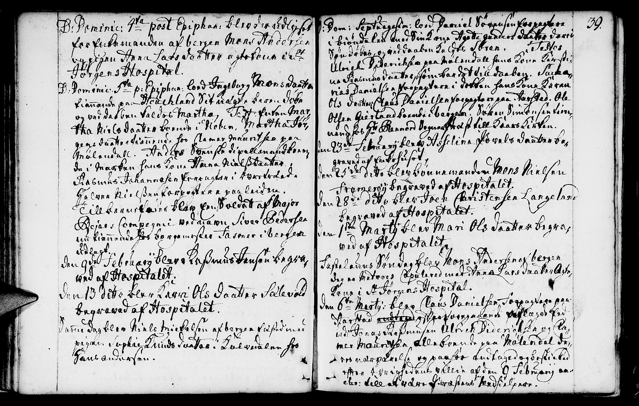 St. Jørgens hospital og Årstad sokneprestembete, AV/SAB-A-99934: Parish register (official) no. A 1, 1743-1823, p. 39