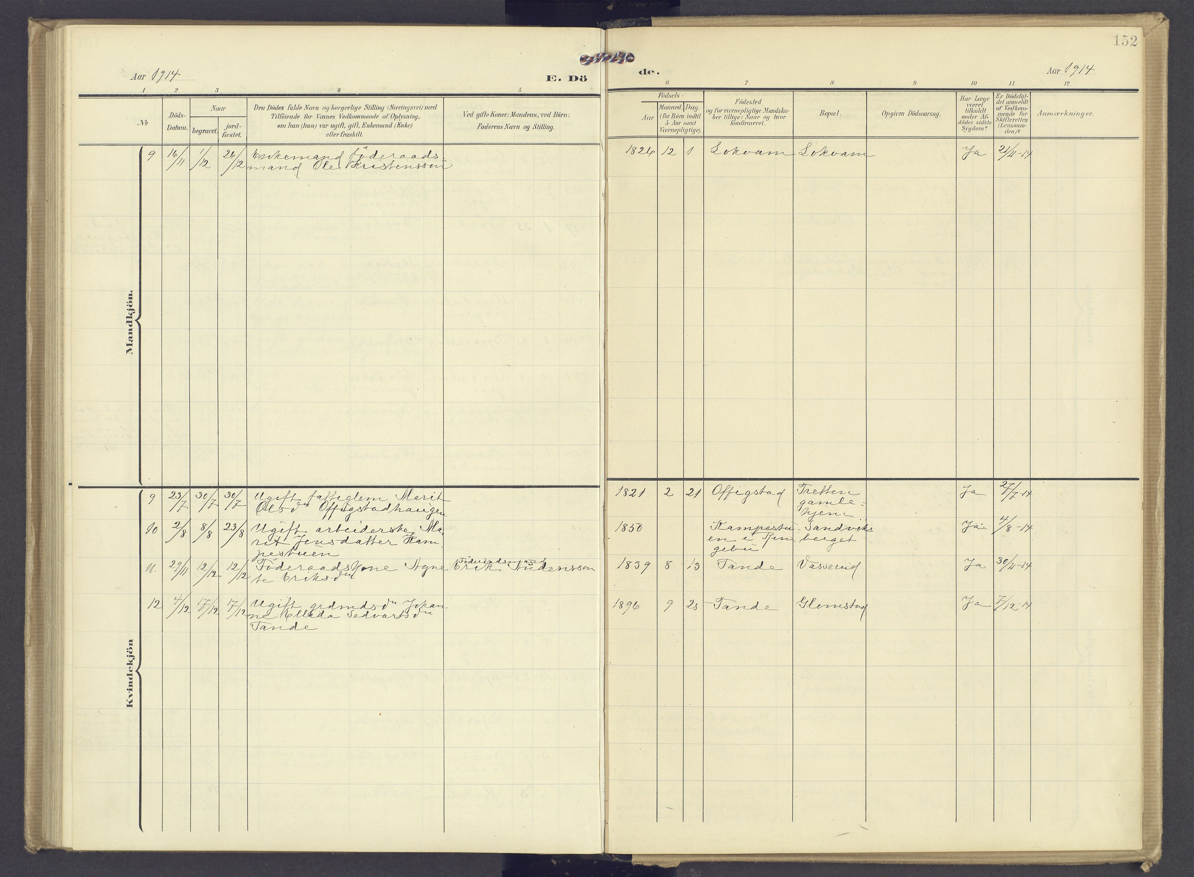 Øyer prestekontor, AV/SAH-PREST-084/H/Ha/Haa/L0013: Parish register (official) no. 13, 1905-1920, p. 152