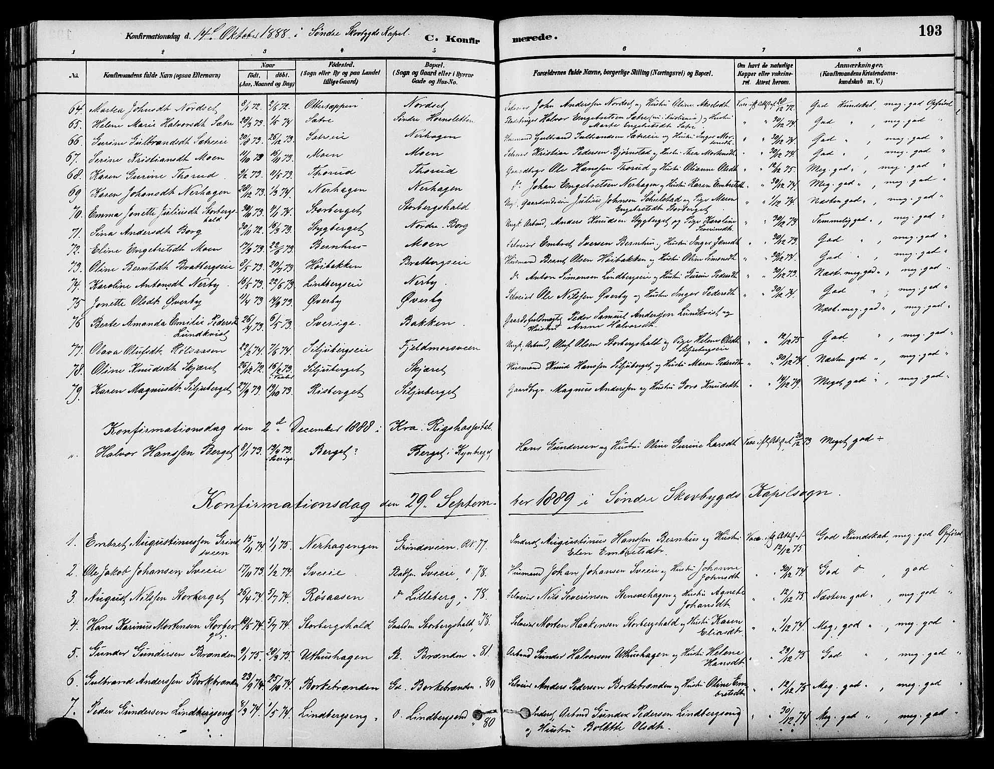 Elverum prestekontor, AV/SAH-PREST-044/H/Ha/Haa/L0013: Parish register (official) no. 13, 1880-1890, p. 193