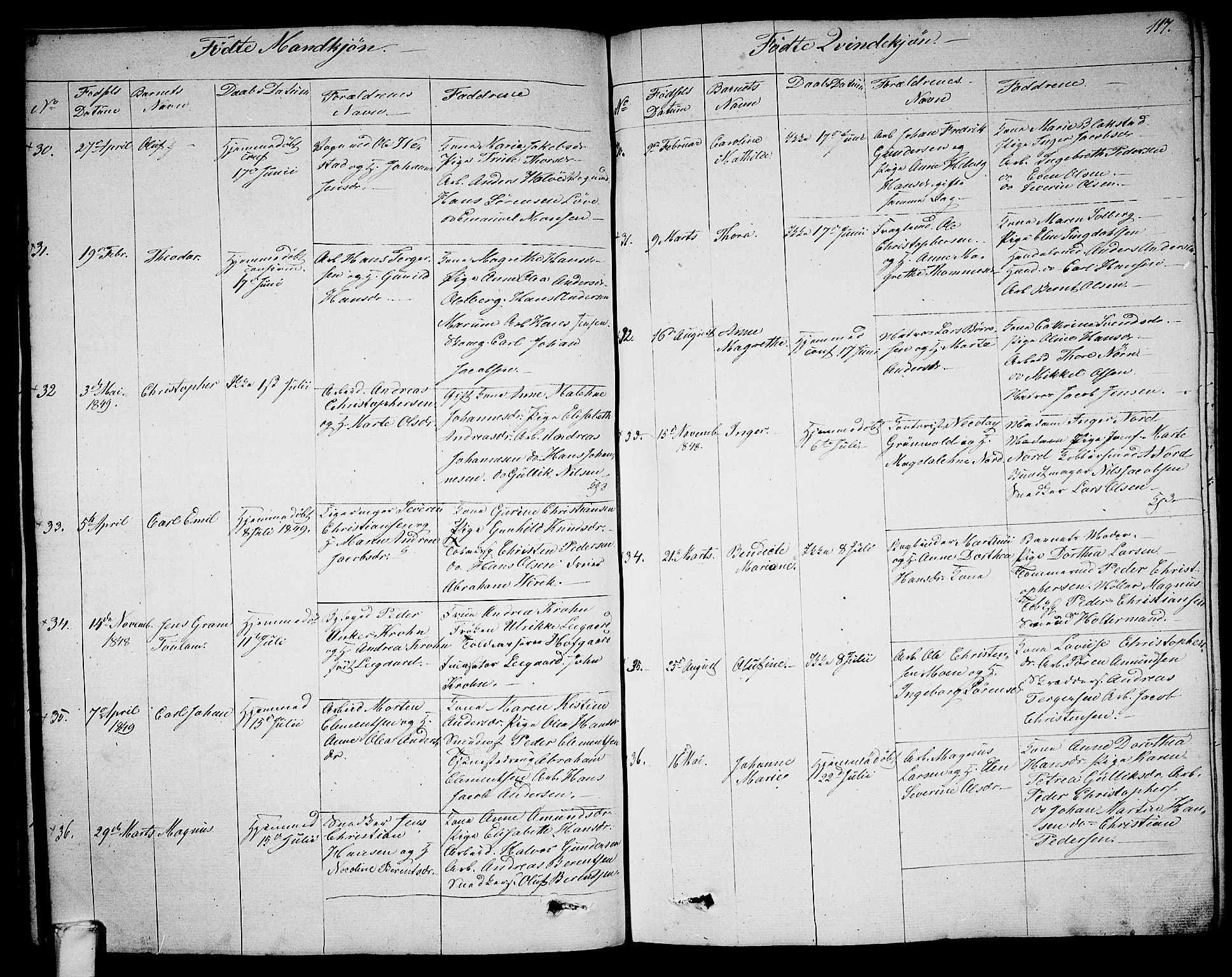 Larvik kirkebøker, SAKO/A-352/G/Ga/L0003a: Parish register (copy) no. I 3A, 1830-1870, p. 117