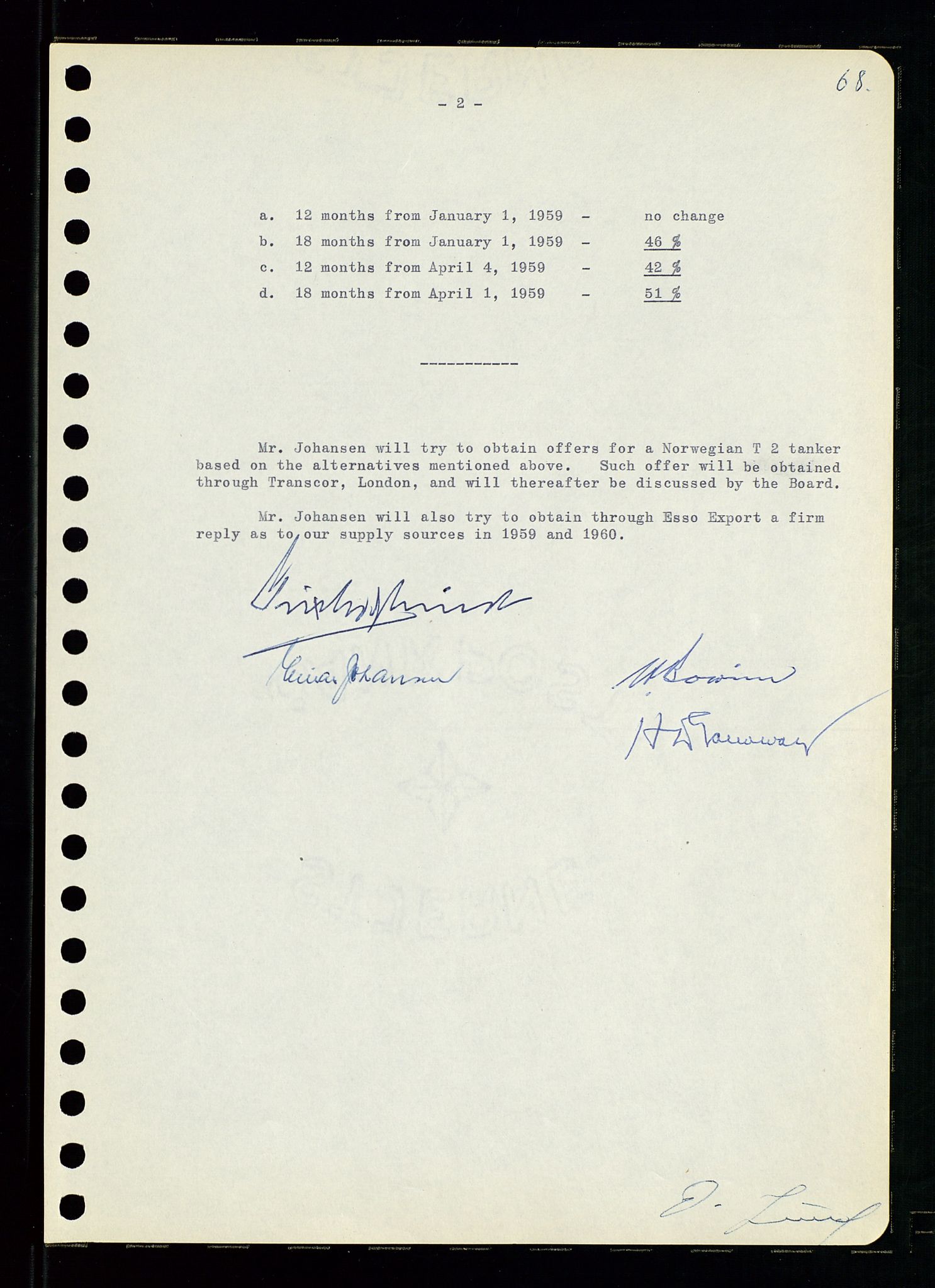 Pa 0982 - Esso Norge A/S, AV/SAST-A-100448/A/Aa/L0001/0001: Den administrerende direksjon Board minutes (styrereferater) / Den administrerende direksjon Board minutes (styrereferater), 1958-1959, p. 68