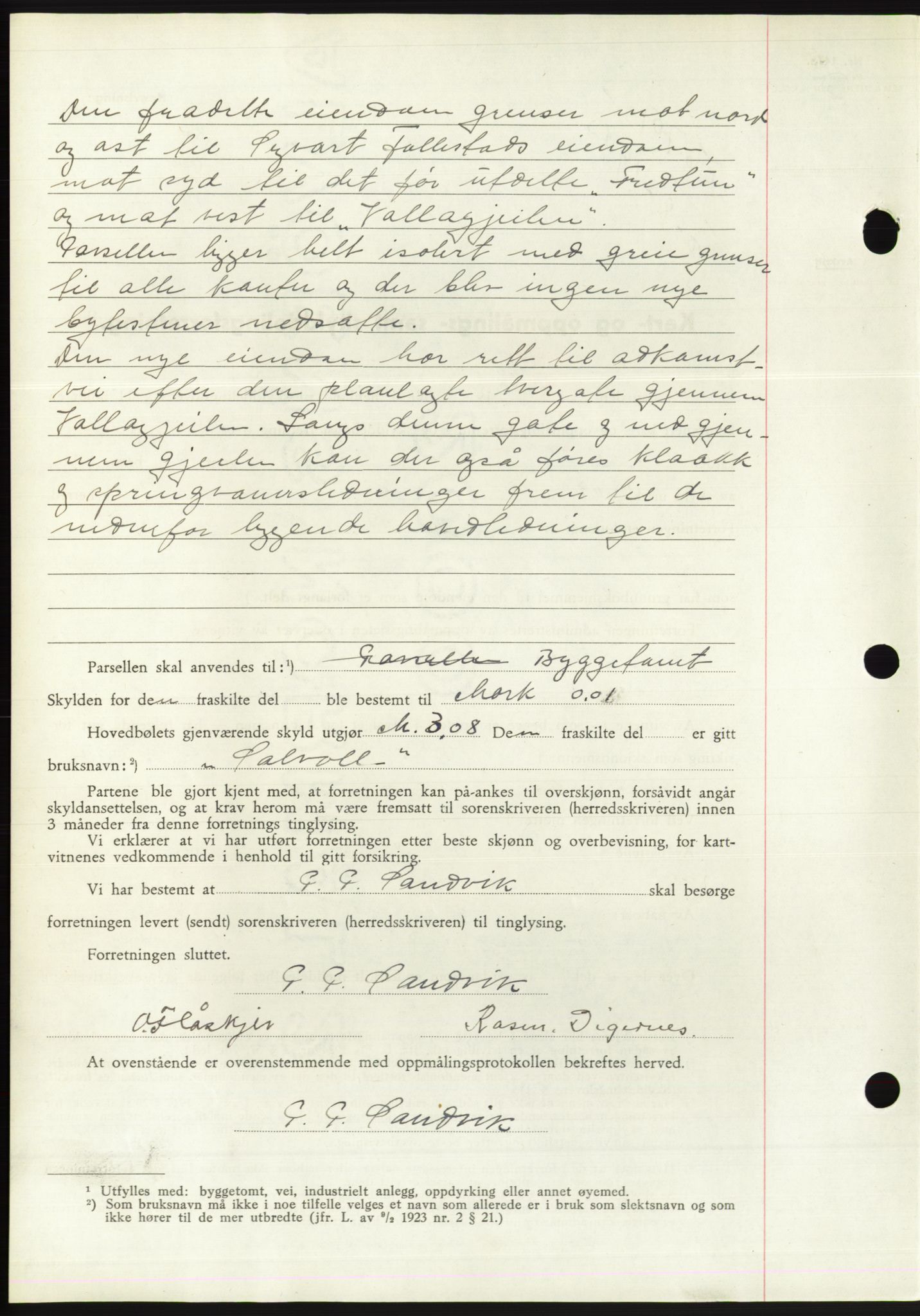 Søre Sunnmøre sorenskriveri, AV/SAT-A-4122/1/2/2C/L0075: Mortgage book no. 1A, 1943-1943, Diary no: : 707/1943