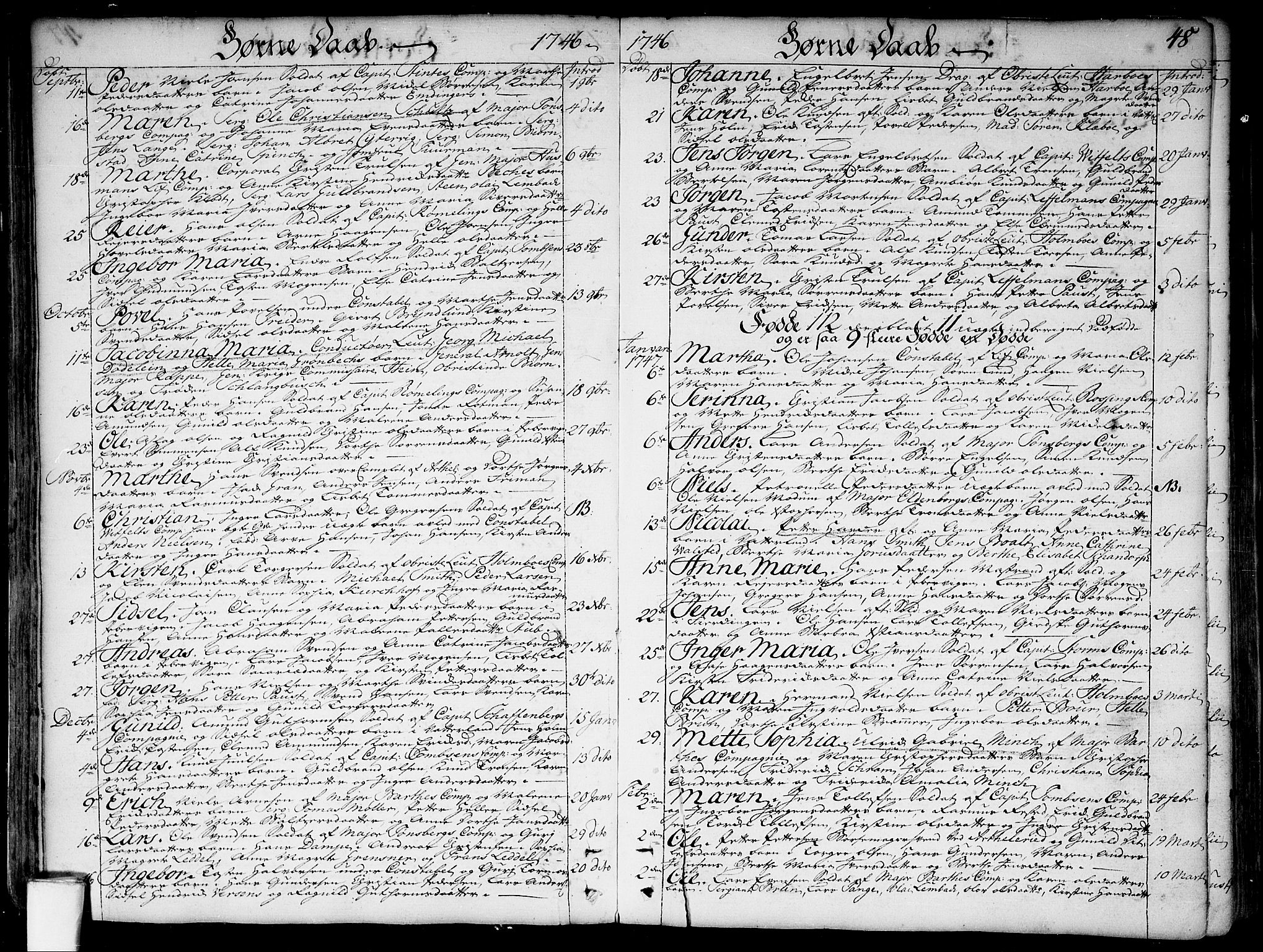 Garnisonsmenigheten Kirkebøker, SAO/A-10846/F/Fa/L0001: Parish register (official) no. 1, 1734-1756, p. 48