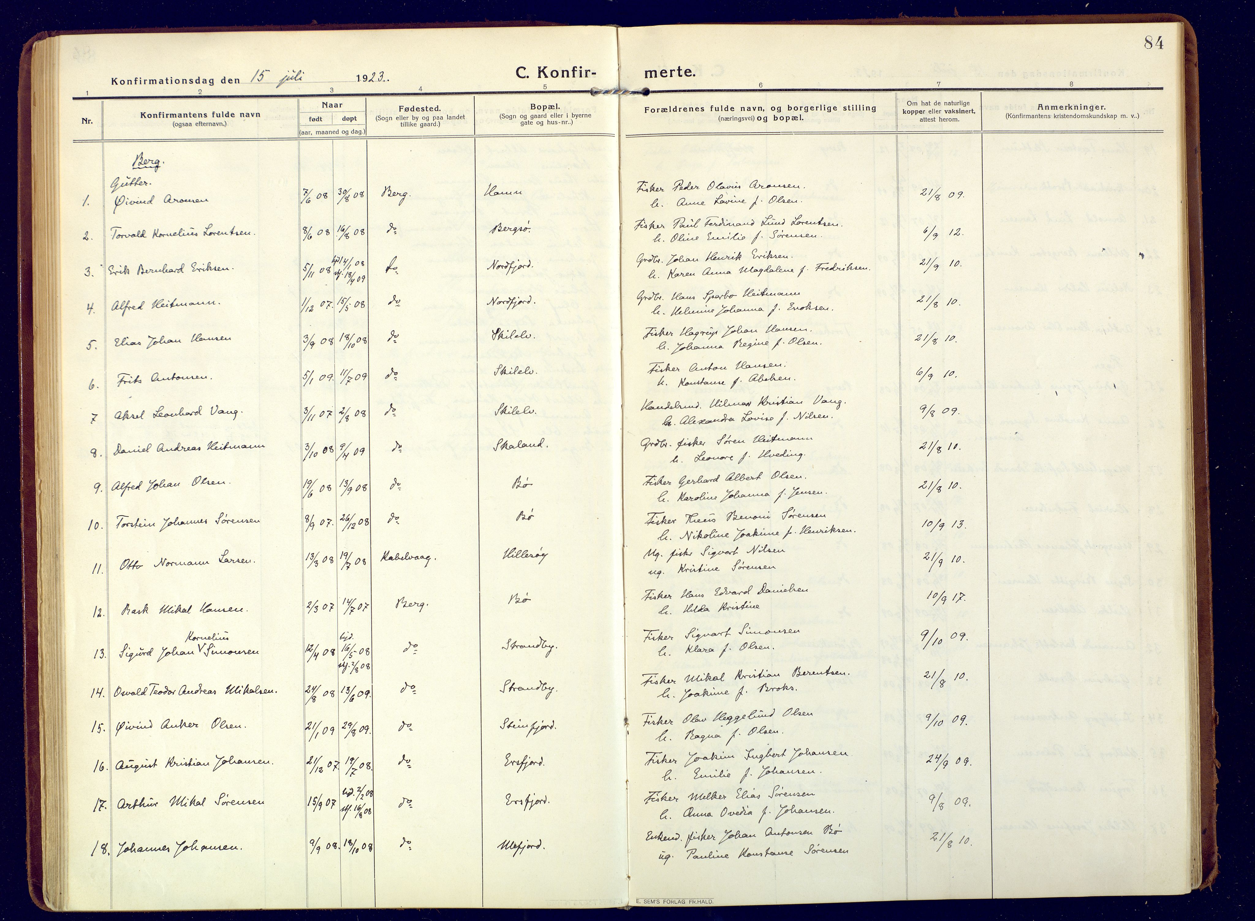 Berg sokneprestkontor, SATØ/S-1318/G/Ga/Gaa: Parish register (official) no. 9, 1916-1928, p. 84