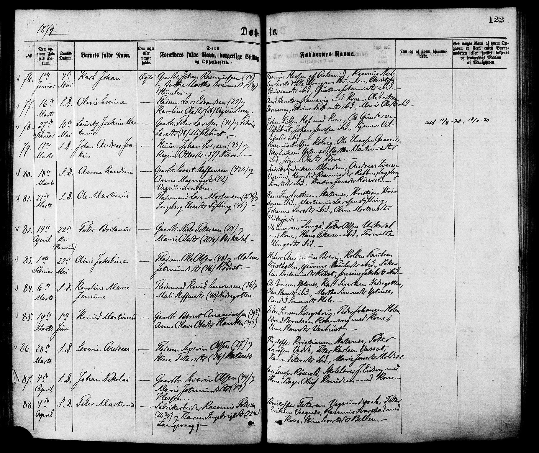 Ministerialprotokoller, klokkerbøker og fødselsregistre - Møre og Romsdal, SAT/A-1454/528/L0400: Parish register (official) no. 528A11, 1871-1879, p. 122
