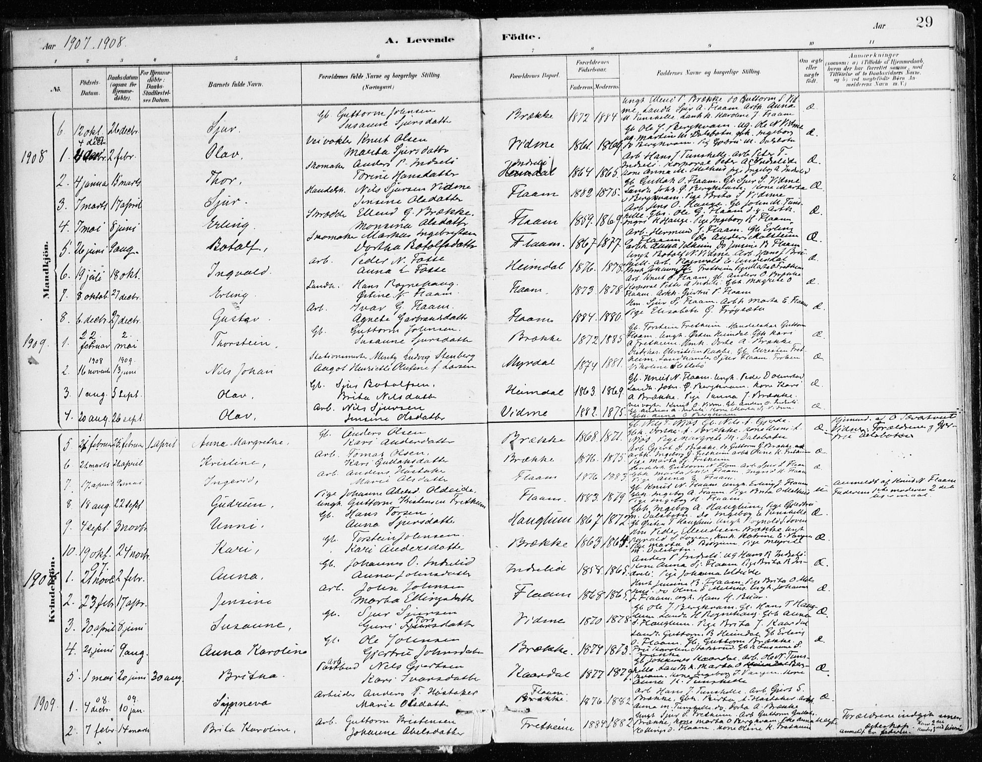 Aurland sokneprestembete, SAB/A-99937/H/Ha/Hac/L0001: Parish register (official) no. C 1, 1880-1921, p. 29