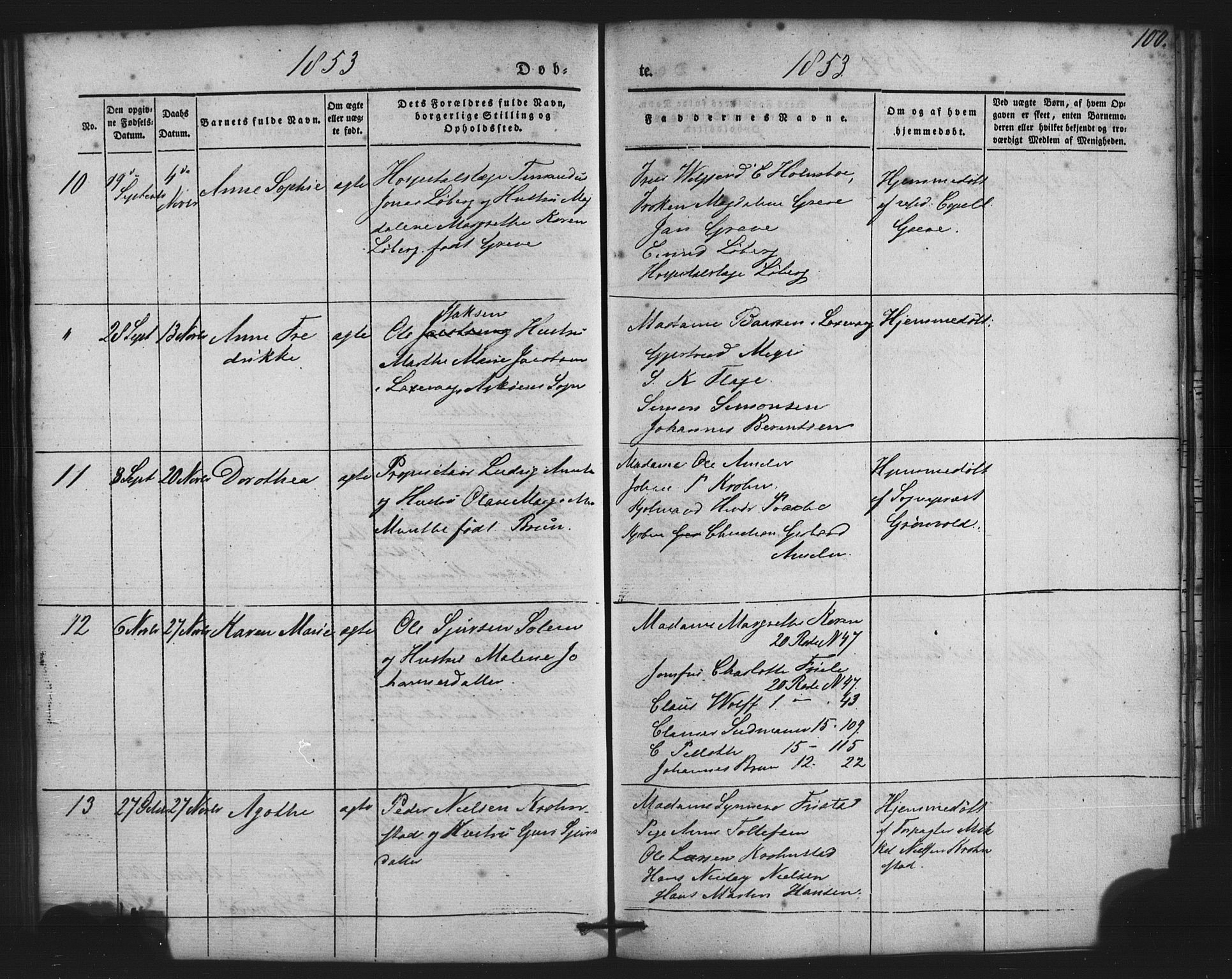 St. Jørgens hospital og Årstad sokneprestembete, AV/SAB-A-99934: Parish register (copy) no. A 2, 1843-1863, p. 100