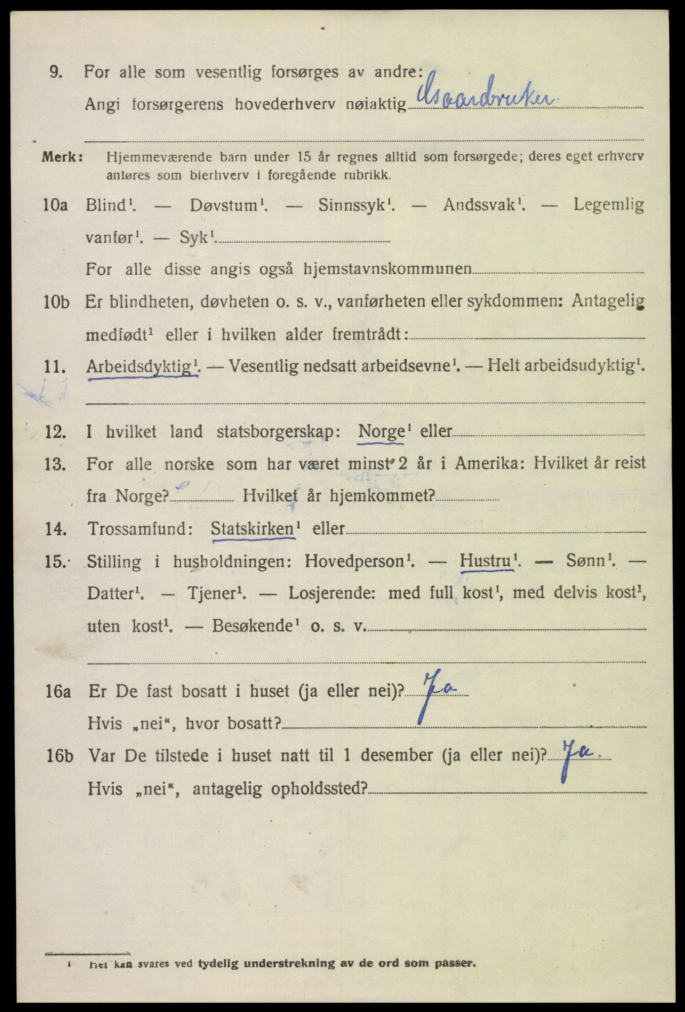 SAK, 1920 census for Bakke, 1920, p. 1089