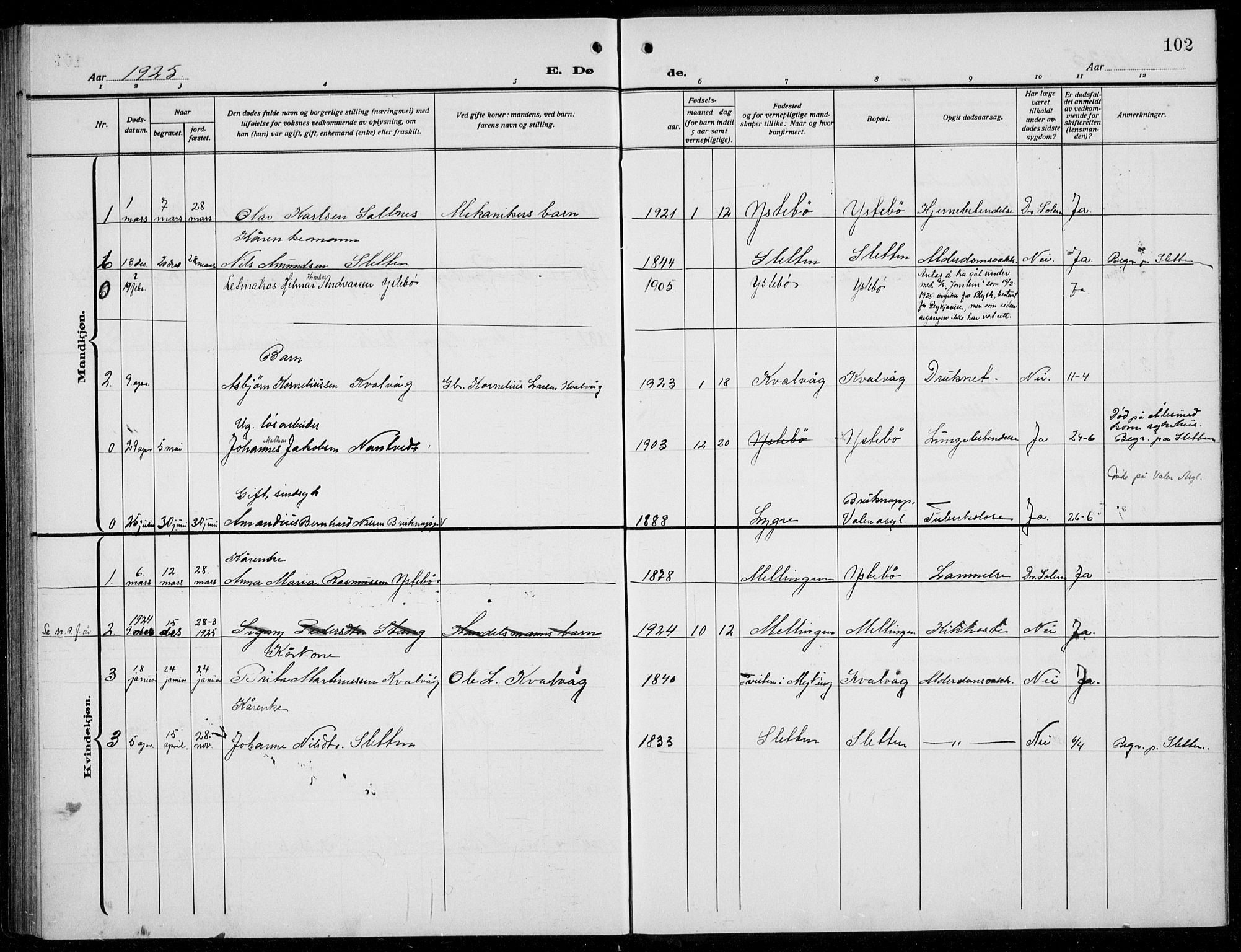 Alversund Sokneprestembete, SAB/A-73901/H/Ha/Hab: Parish register (copy) no. B 5, 1914-1932, p. 102