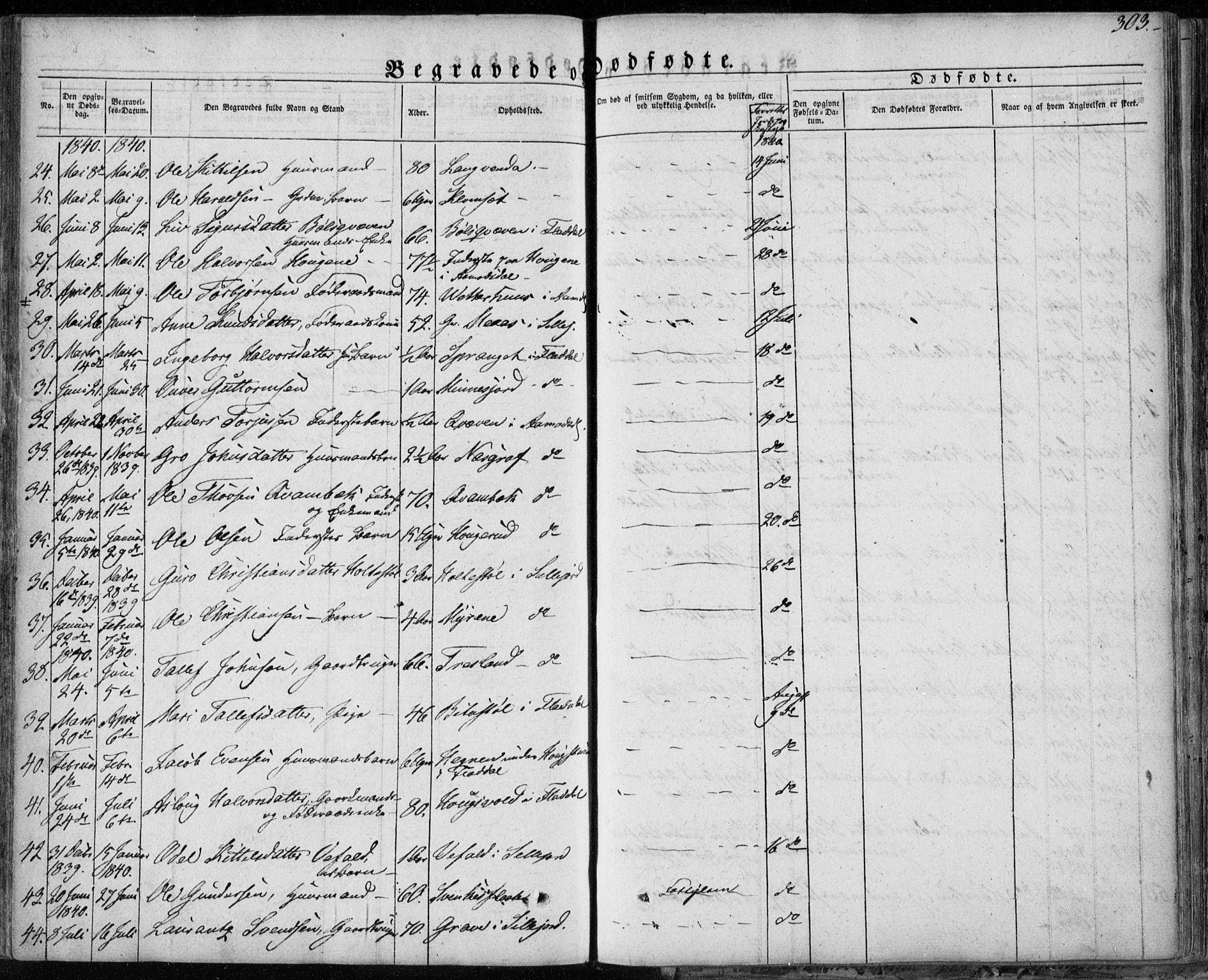 Seljord kirkebøker, SAKO/A-20/F/Fa/L0011: Parish register (official) no. I 11, 1831-1849, p. 303
