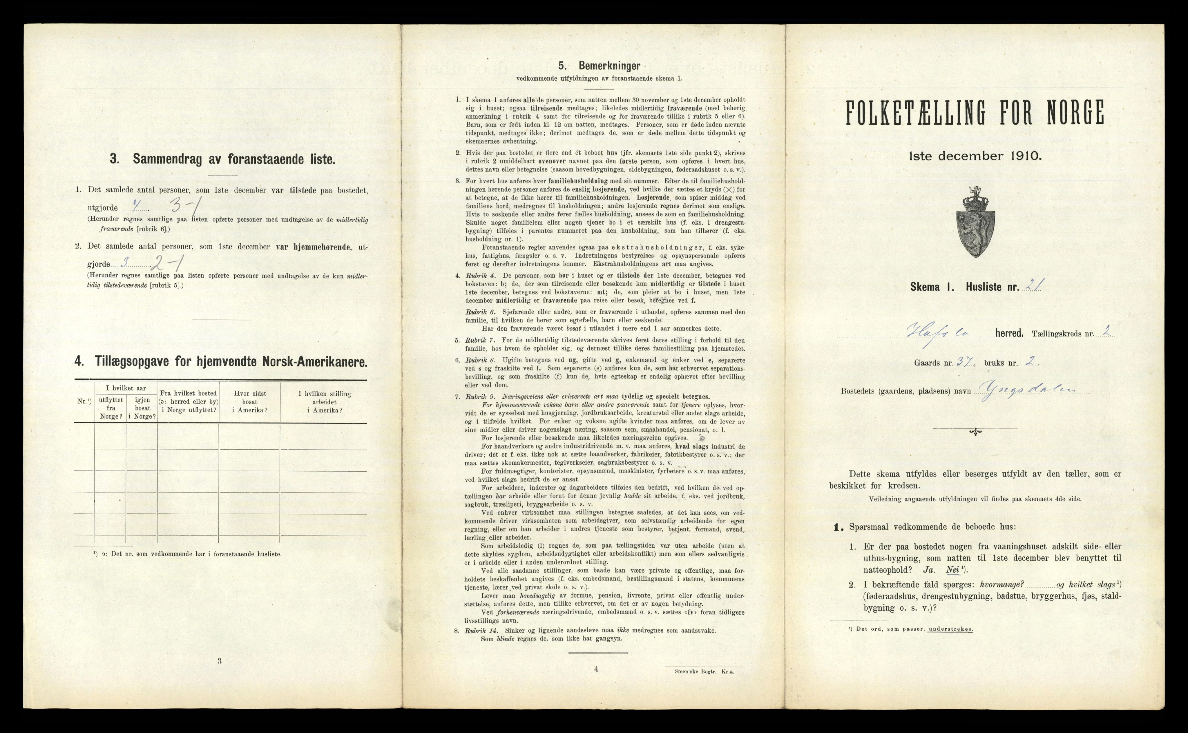 RA, 1910 census for Hafslo, 1910, p. 197