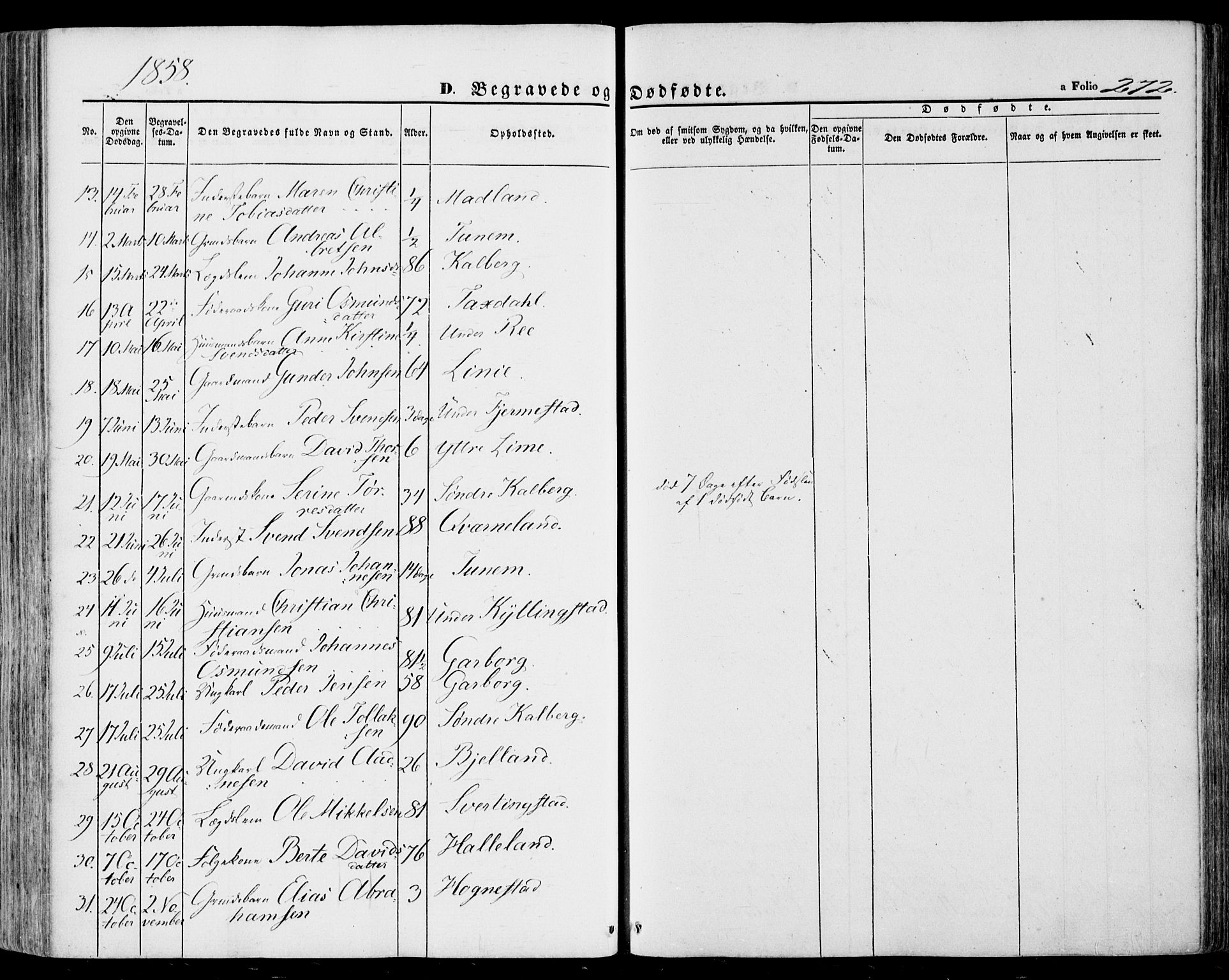 Lye sokneprestkontor, SAST/A-101794/001/30BA/L0007: Parish register (official) no. A 6, 1856-1871, p. 272