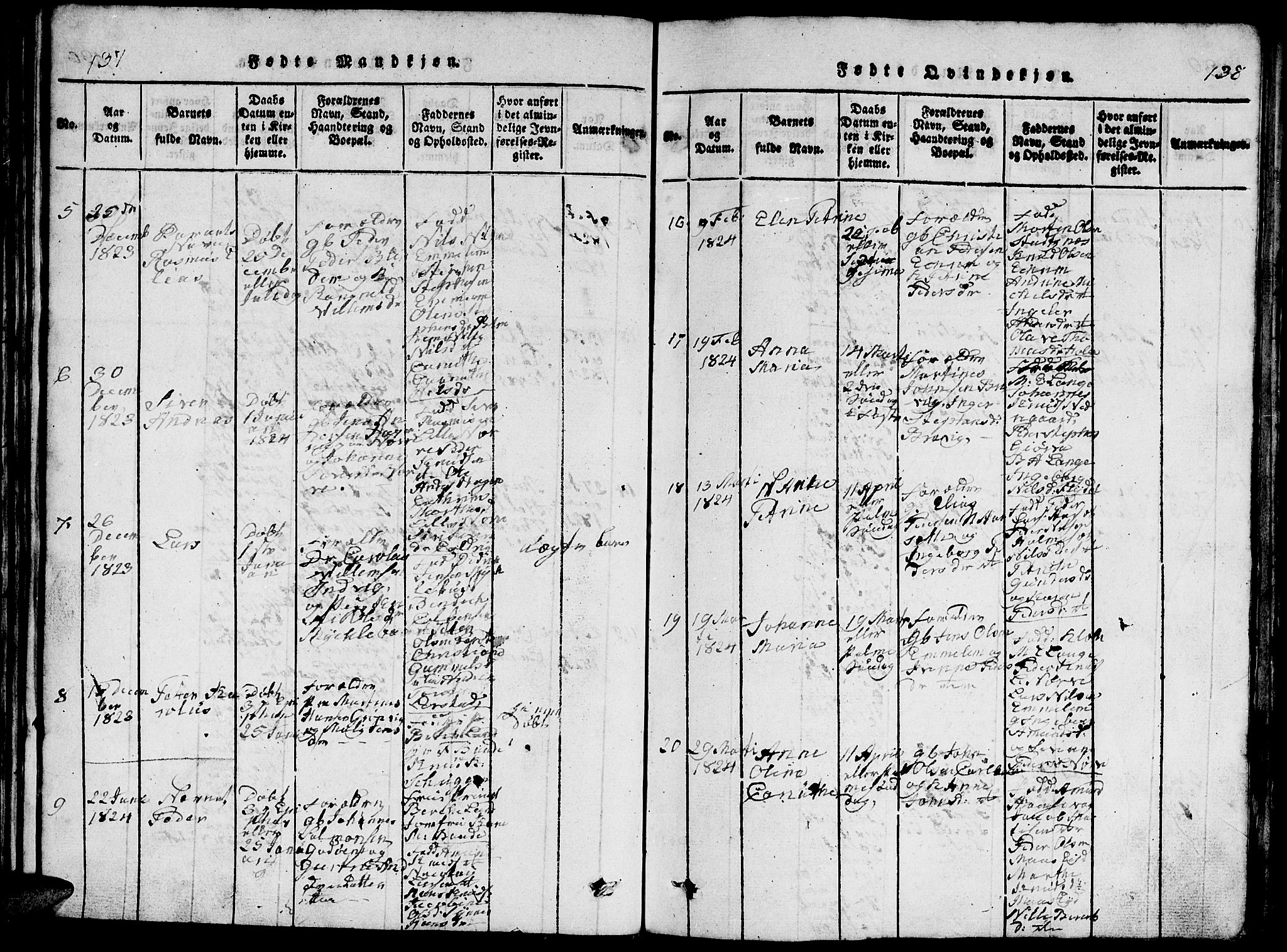 Ministerialprotokoller, klokkerbøker og fødselsregistre - Møre og Romsdal, AV/SAT-A-1454/528/L0423: Parish register (copy) no. 528C04, 1816-1827, p. 137-138