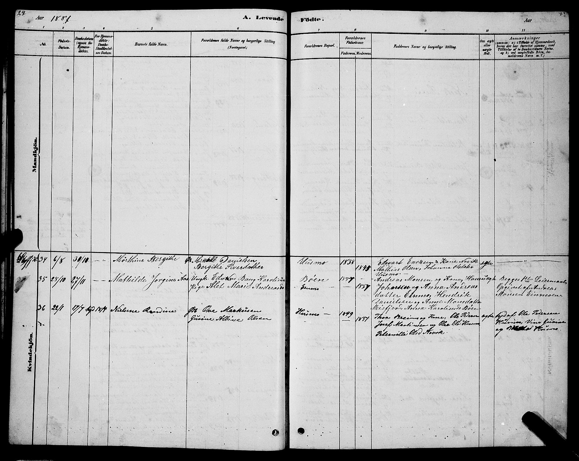 Ministerialprotokoller, klokkerbøker og fødselsregistre - Nordland, AV/SAT-A-1459/831/L0477: Parish register (copy) no. 831C04, 1878-1897, p. 24