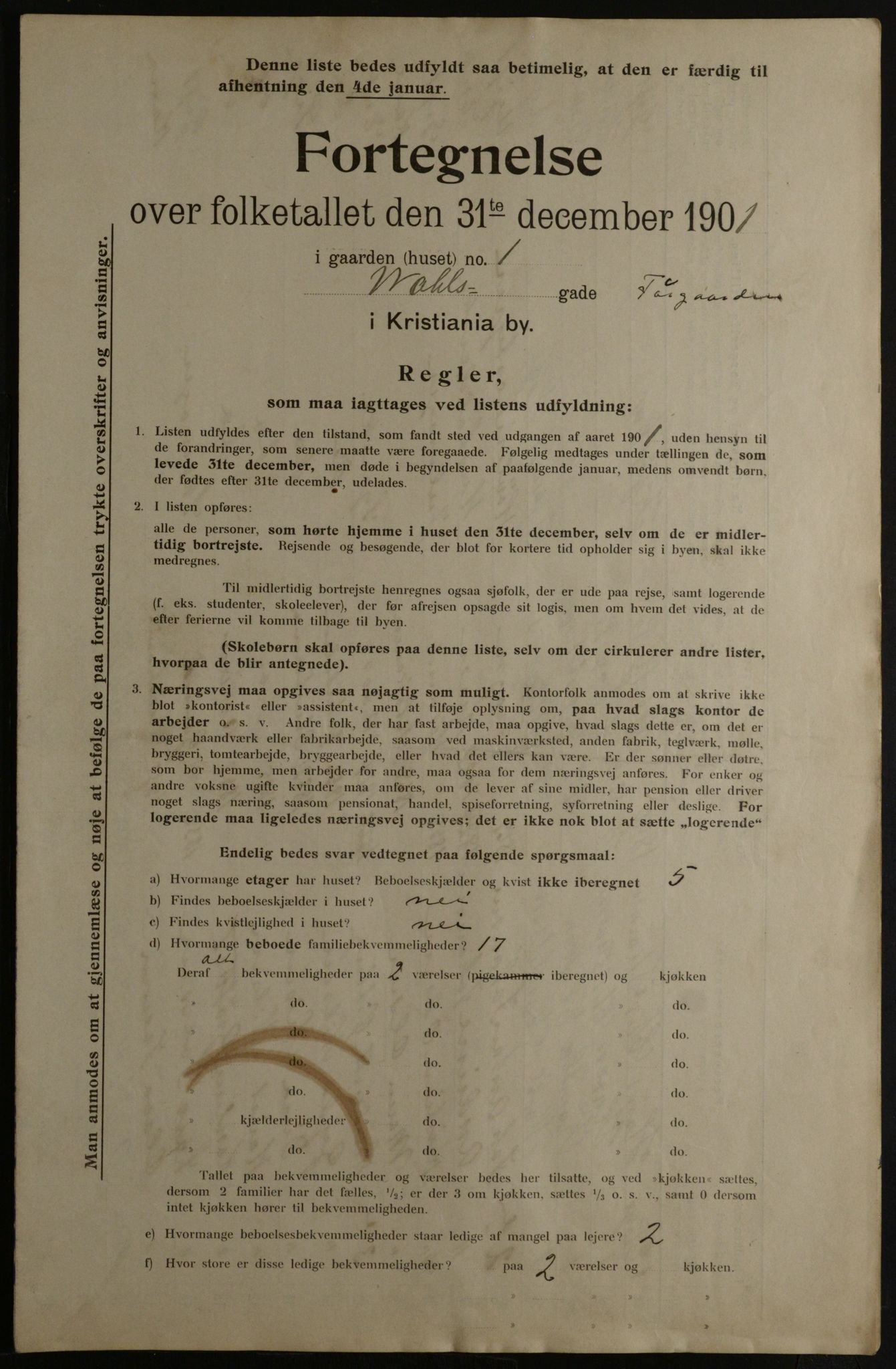 OBA, Municipal Census 1901 for Kristiania, 1901, p. 18665