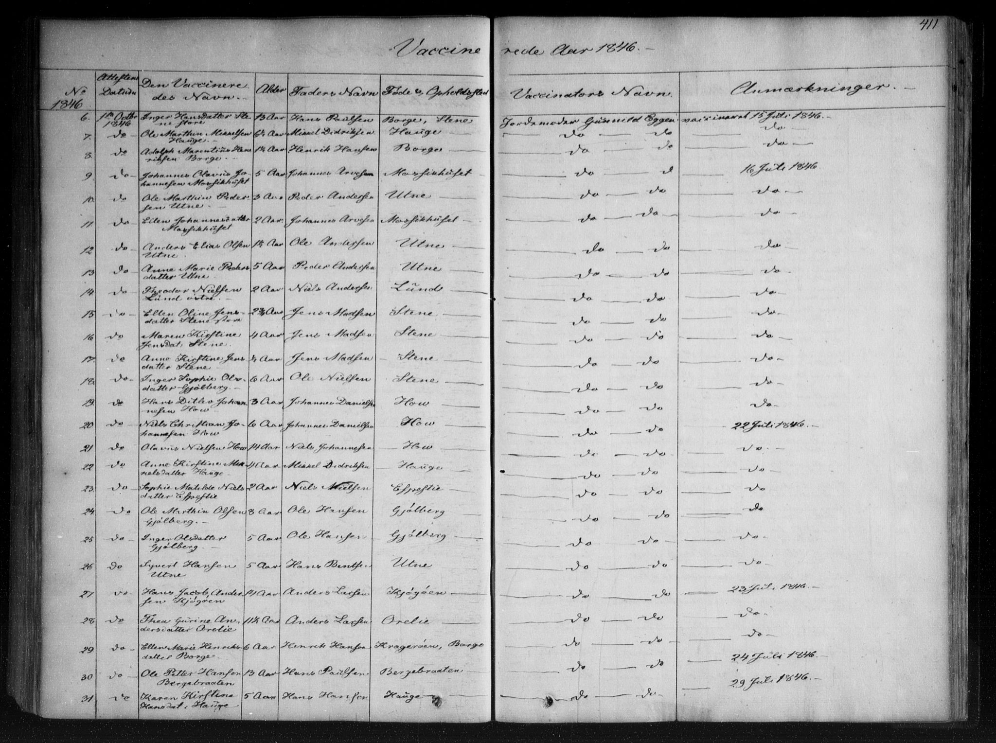 Onsøy prestekontor Kirkebøker, AV/SAO-A-10914/F/Fa/L0003: Parish register (official) no. I 3, 1841-1860, p. 411
