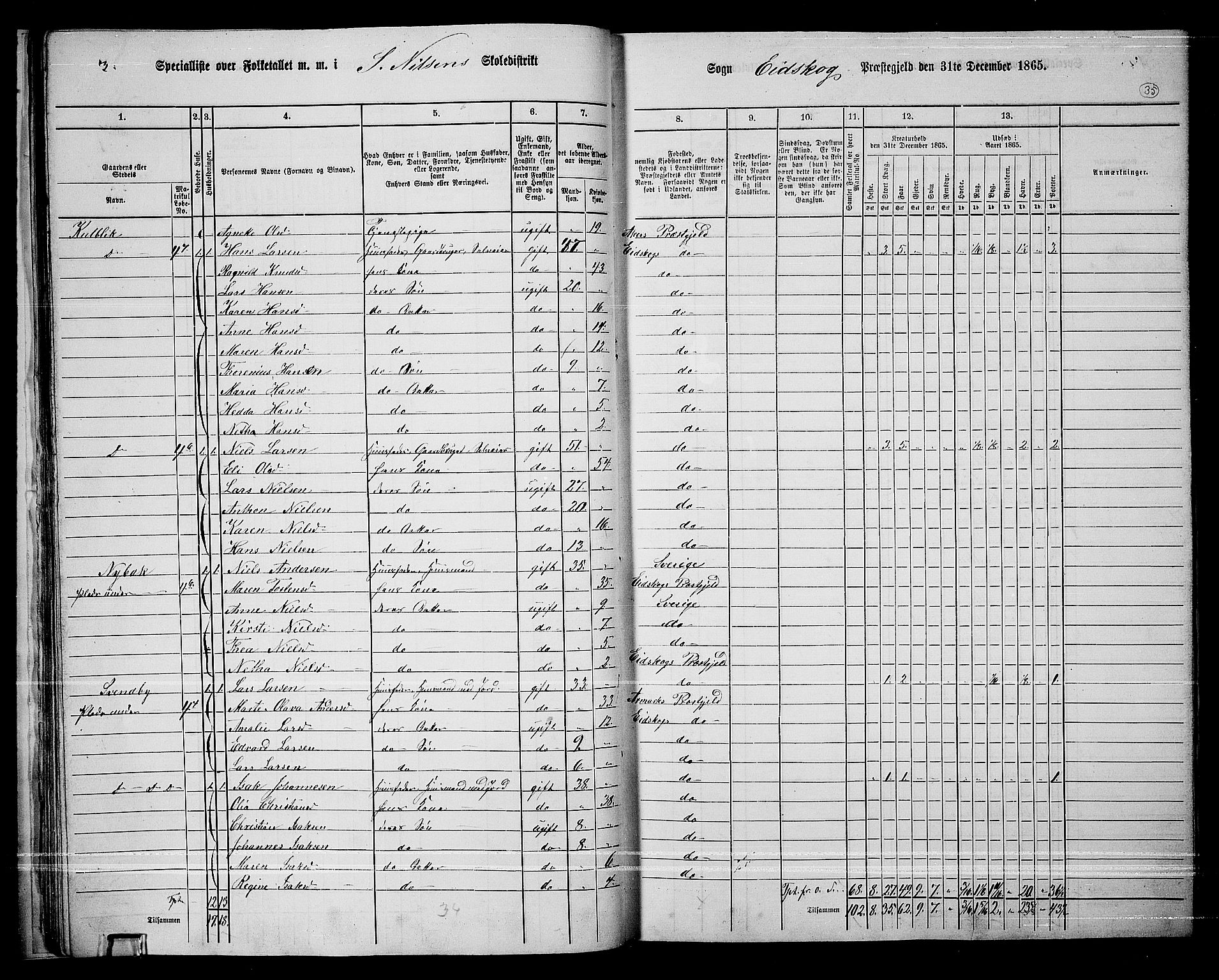 RA, 1865 census for Eidskog, 1865, p. 33