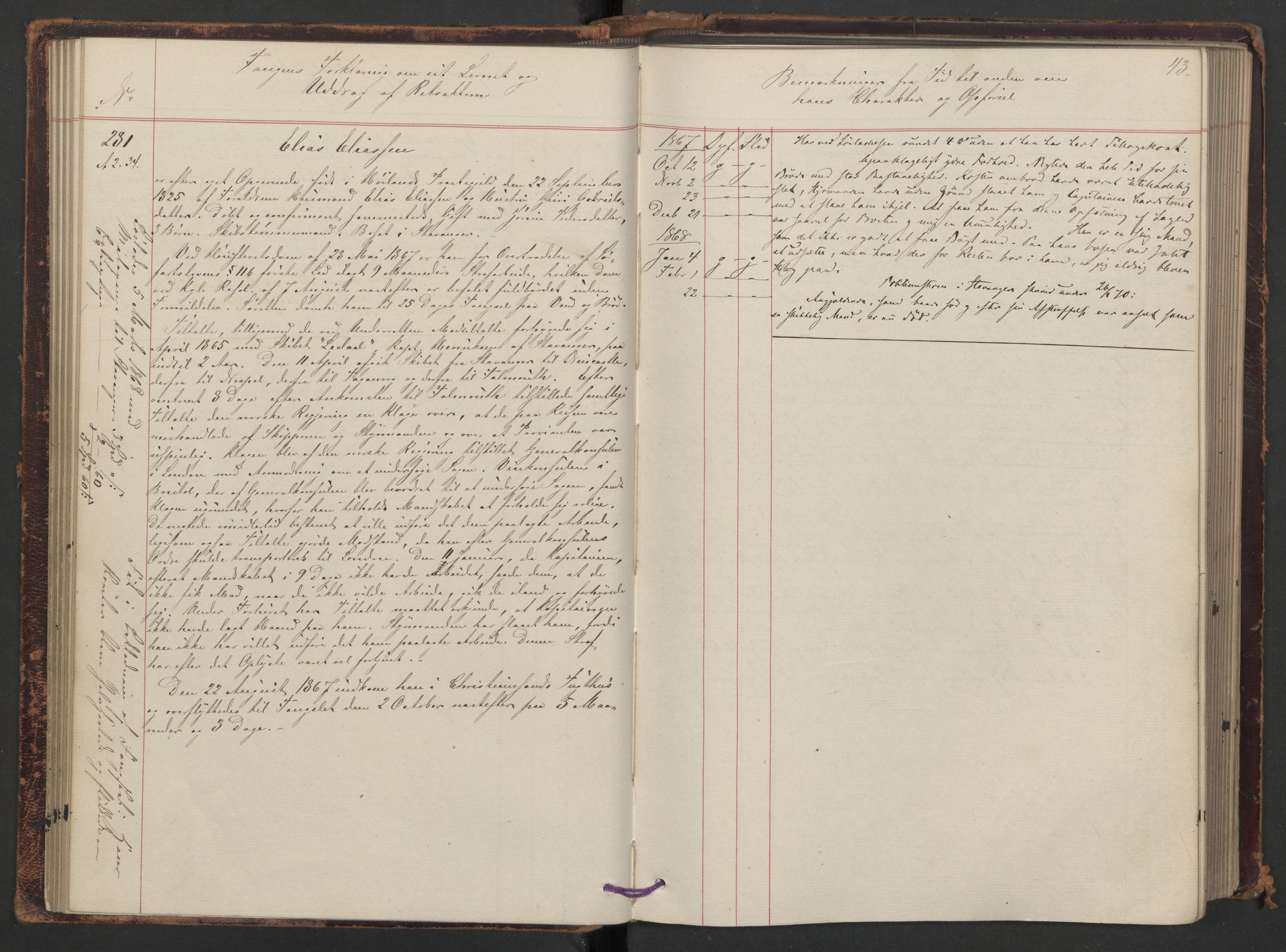 Botsfengslet, AV/RA-S-1539/D/Db/Dbb/L0011: 236d - 537d, 1867-1868, p. 43