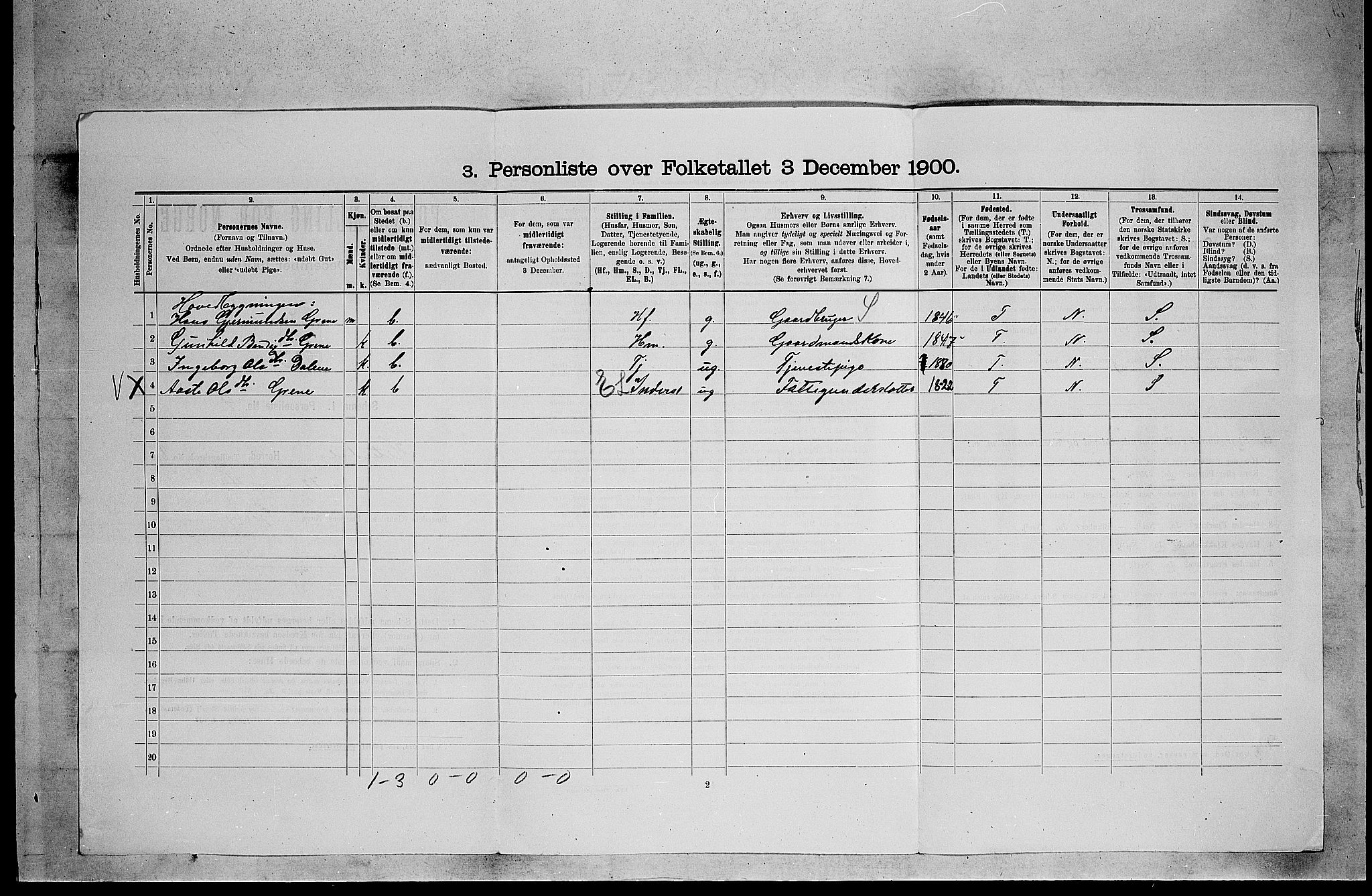 SAKO, 1900 census for Heddal, 1900, p. 1052
