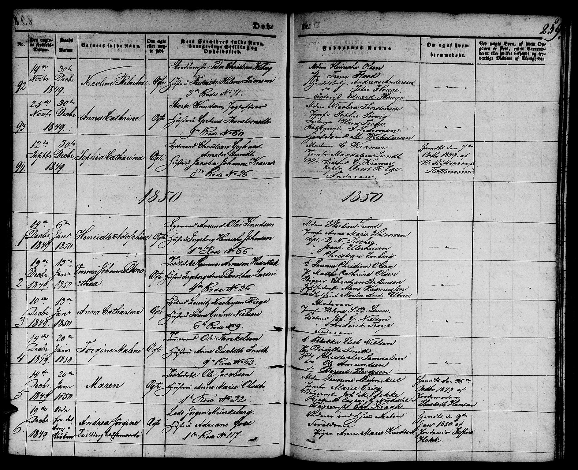 Nykirken Sokneprestembete, SAB/A-77101/H/Hab: Parish register (copy) no. B 1, 1842-1858, p. 259