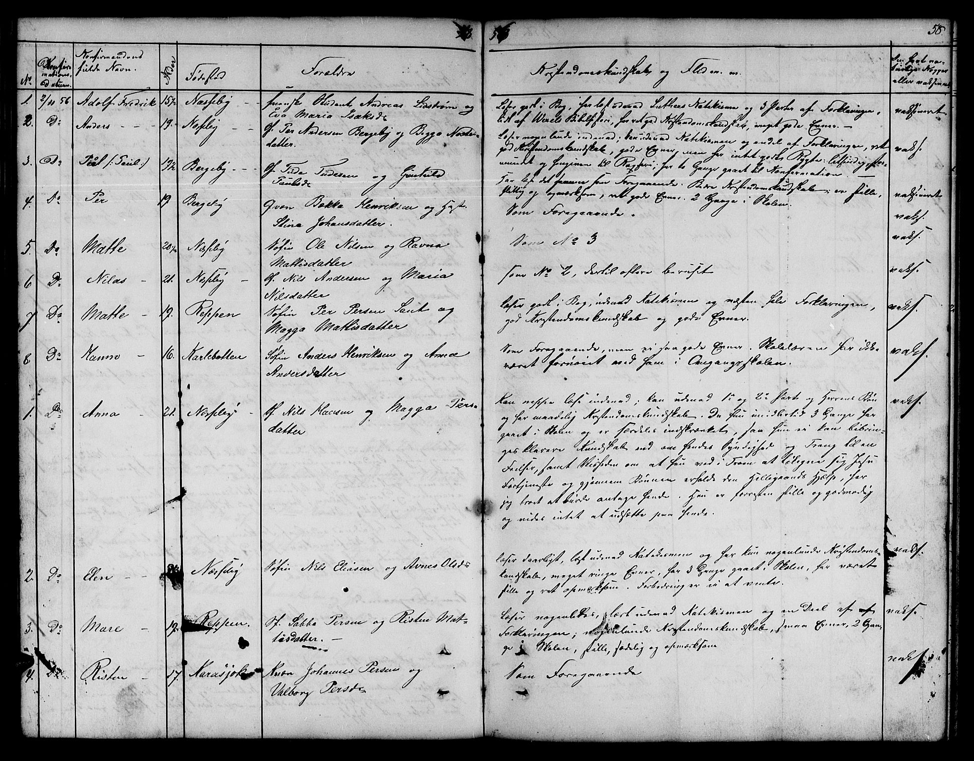 Nesseby sokneprestkontor, SATØ/S-1330/H/Hb/L0001klokker: Parish register (copy) no. 1, 1844-1861, p. 58