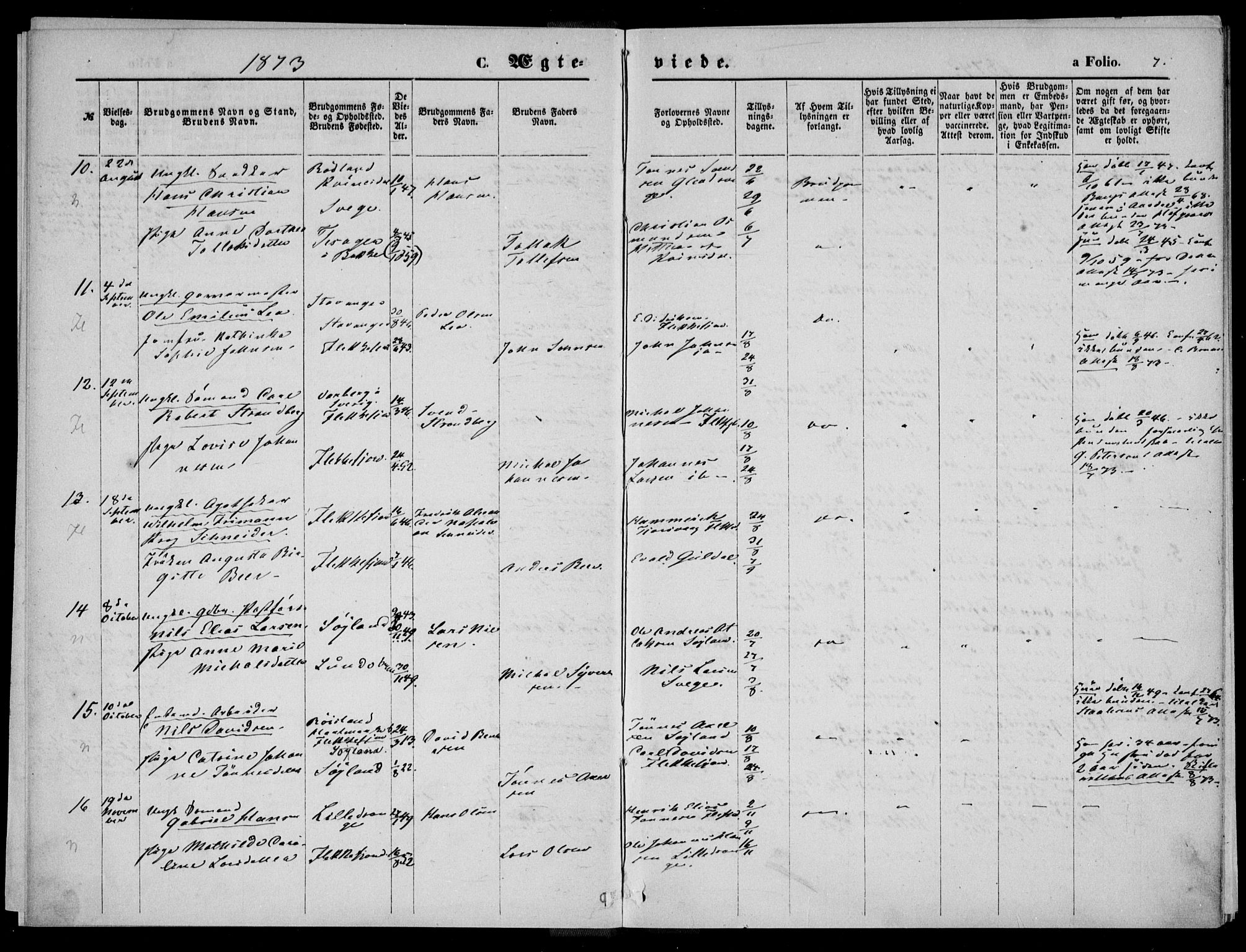 Flekkefjord sokneprestkontor, AV/SAK-1111-0012/F/Fa/Fac/L0006: Parish register (official) no. A 6, 1871-1874, p. 7