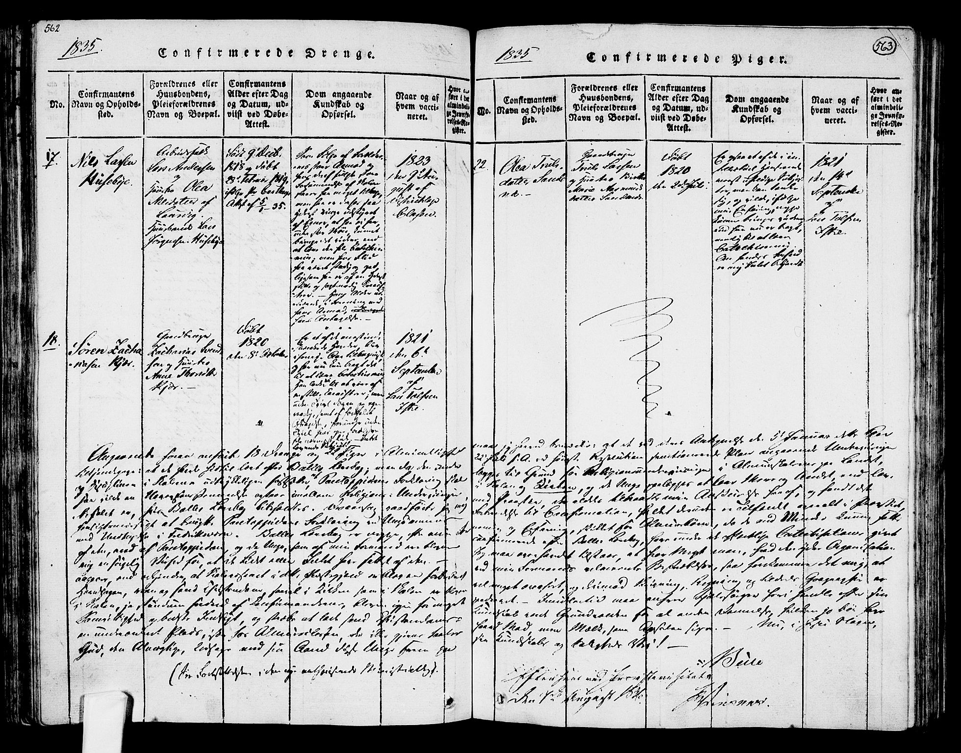 Tjølling kirkebøker, SAKO/A-60/F/Fa/L0005: Parish register (official) no. 5, 1814-1836, p. 562-563