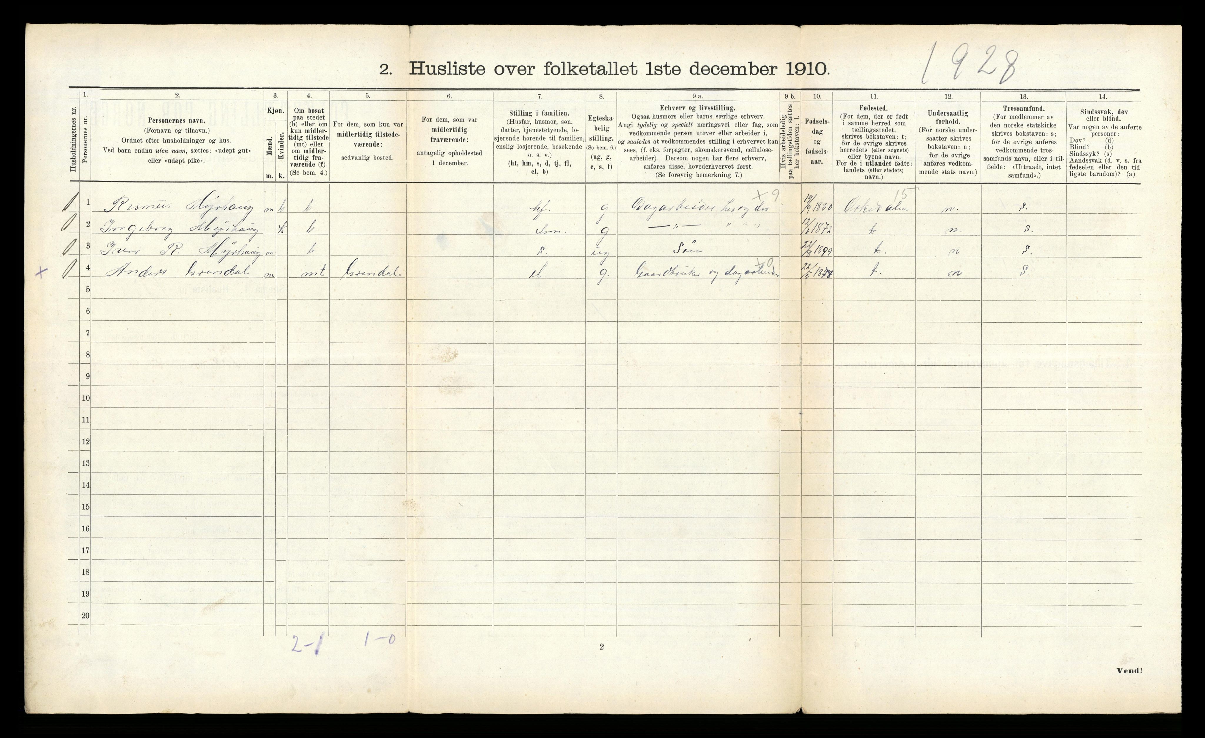 RA, 1910 census for Rennebu, 1910, p. 181