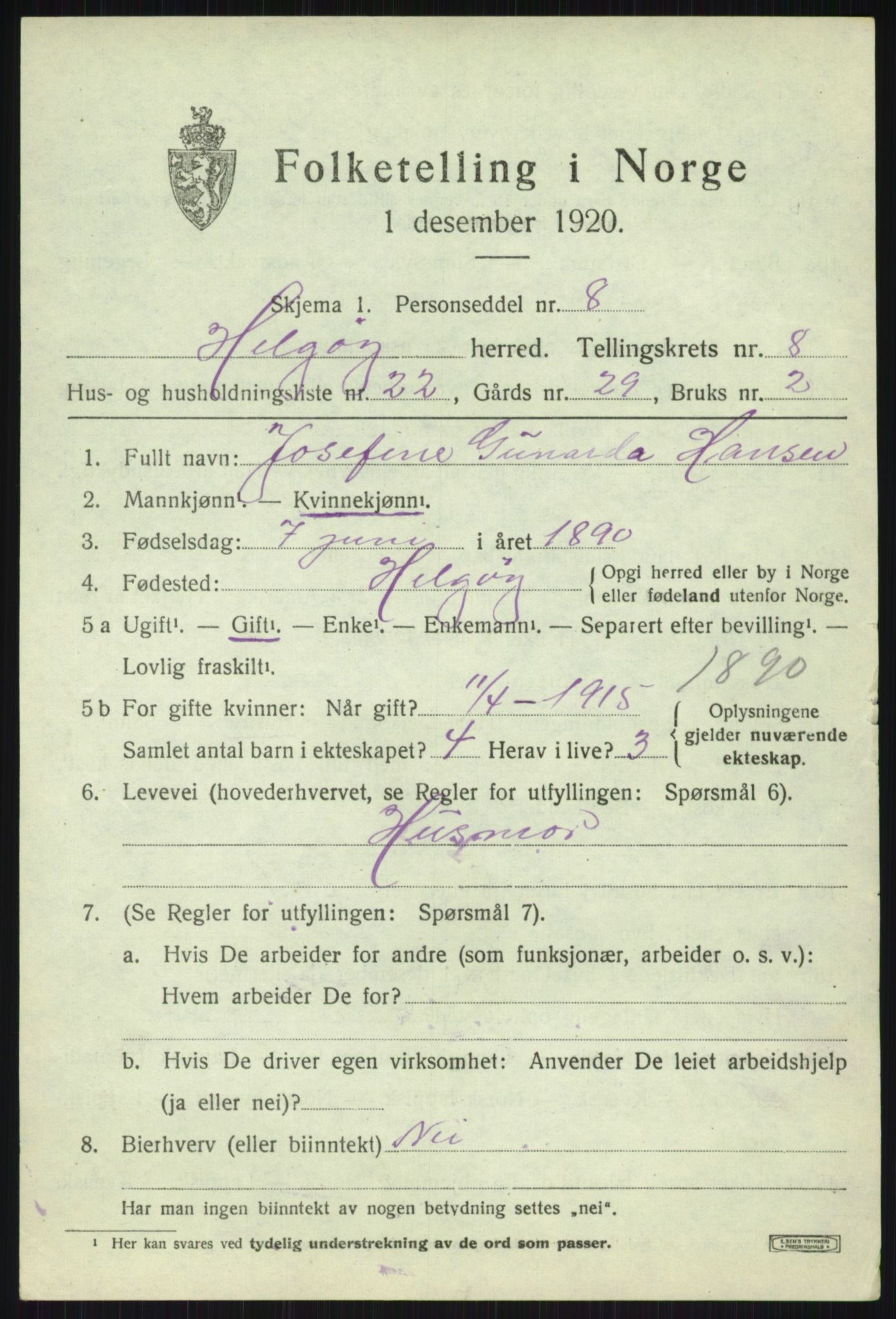 SATØ, 1920 census for Helgøy, 1920, p. 3180