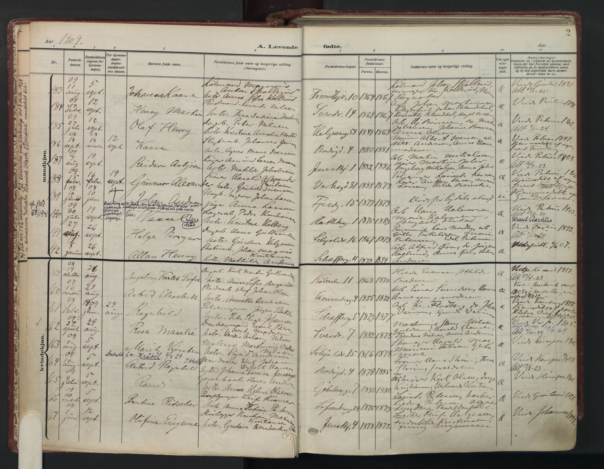 Petrus prestekontor Kirkebøker, AV/SAO-A-10872/F/Fa/L0012: Parish register (official) no. I 12, 1909-1936, p. 2