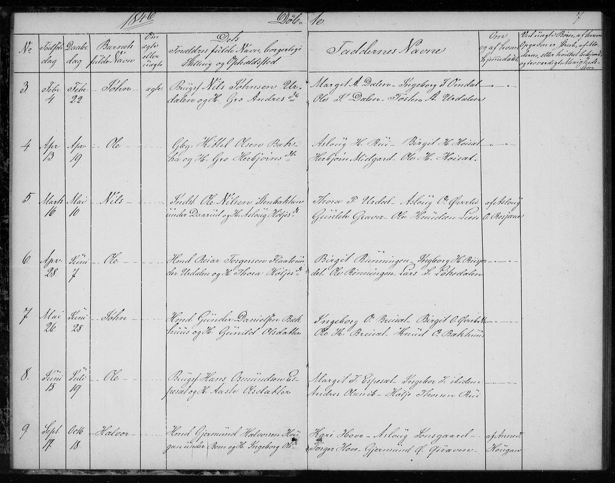 Gransherad kirkebøker, SAKO/A-267/F/Fb/L0003: Parish register (official) no. II 3, 1844-1859, p. 7