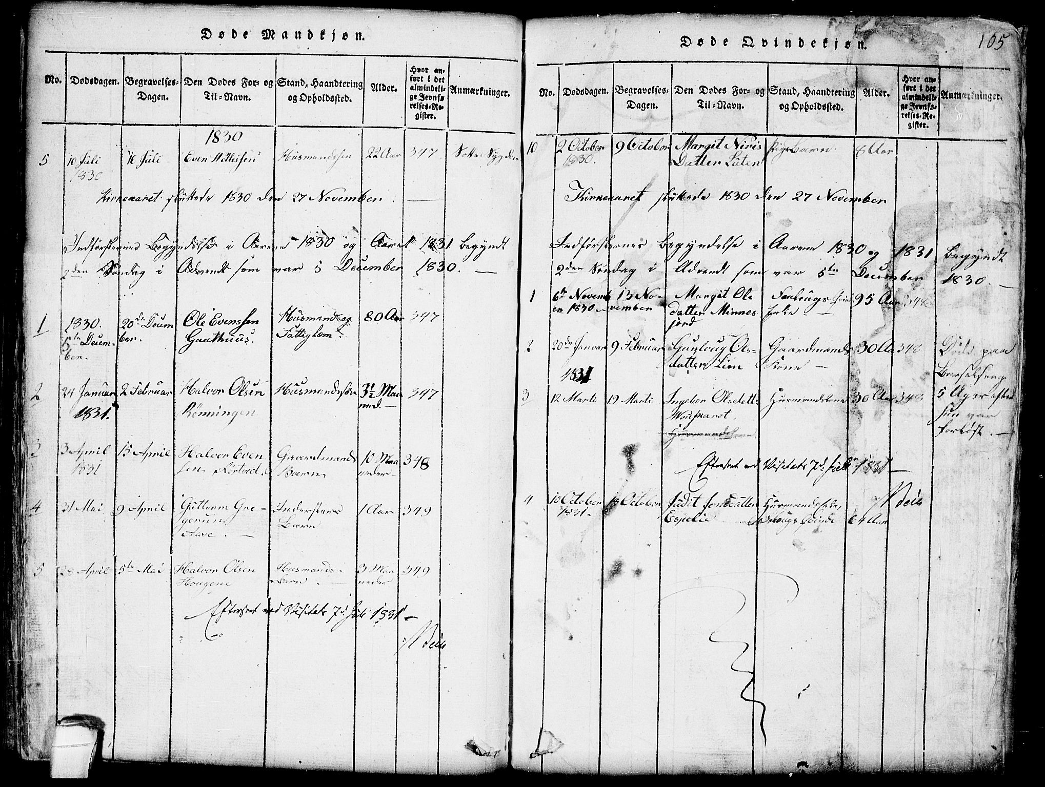 Seljord kirkebøker, SAKO/A-20/G/Gb/L0002: Parish register (copy) no. II 2, 1815-1854, p. 105