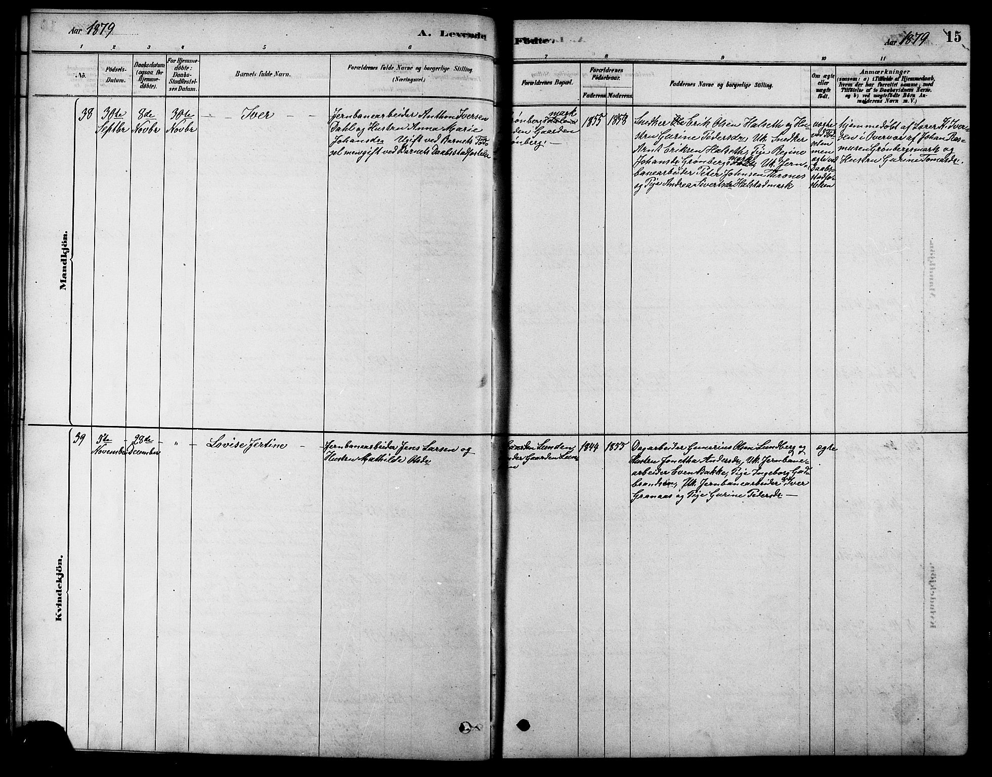 Ministerialprotokoller, klokkerbøker og fødselsregistre - Sør-Trøndelag, SAT/A-1456/616/L0423: Parish register (copy) no. 616C06, 1878-1903, p. 15