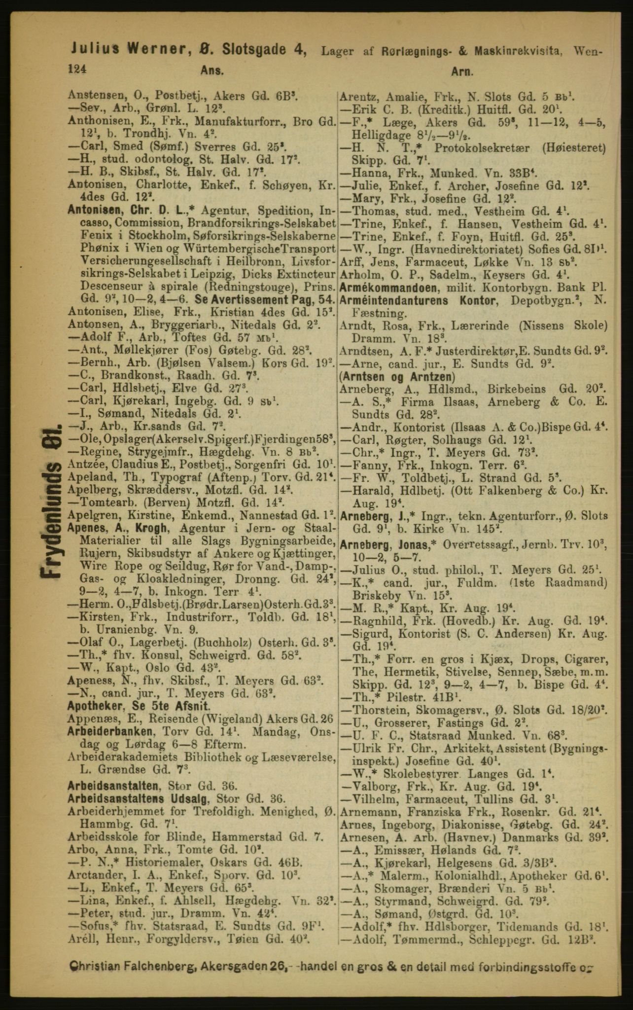 Kristiania/Oslo adressebok, PUBL/-, 1891, p. 124