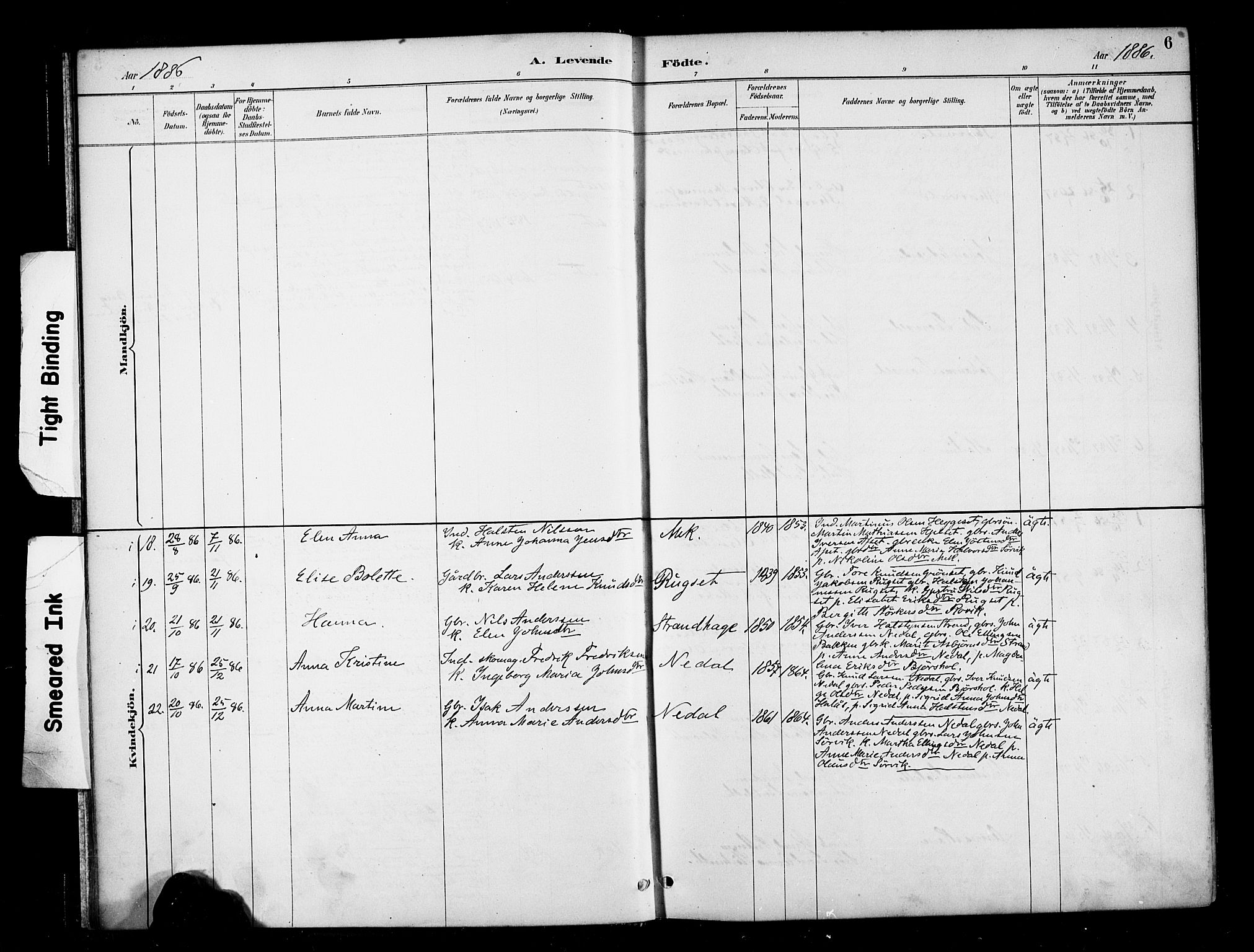 Ministerialprotokoller, klokkerbøker og fødselsregistre - Møre og Romsdal, SAT/A-1454/568/L0809: Parish register (official) no. 568A13, 1884-1900, p. 6