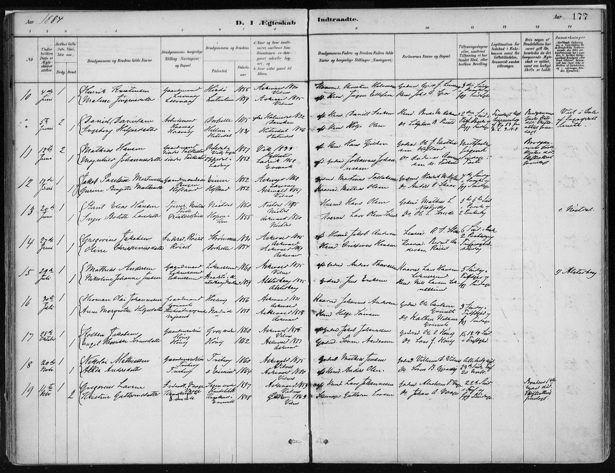 Askvoll sokneprestembete, AV/SAB-A-79501/H/Haa/Haab/L0002: Parish register (official) no. B 2, 1879-1909, p. 177