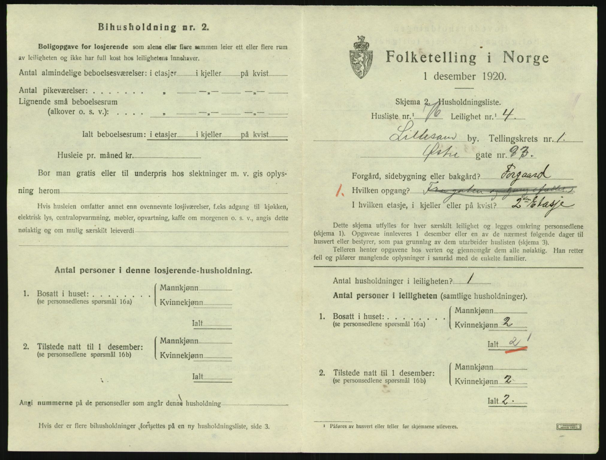 SAK, 1920 census for Lillesand, 1920, p. 699