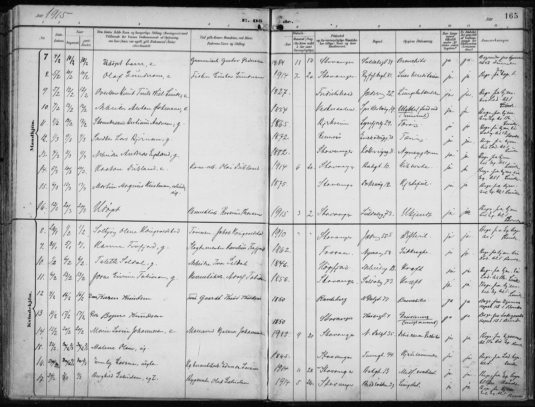 St. Johannes sokneprestkontor, AV/SAST-A-101814/001/30/30BA/L0005: Parish register (official) no. A 5, 1898-1919, p. 165