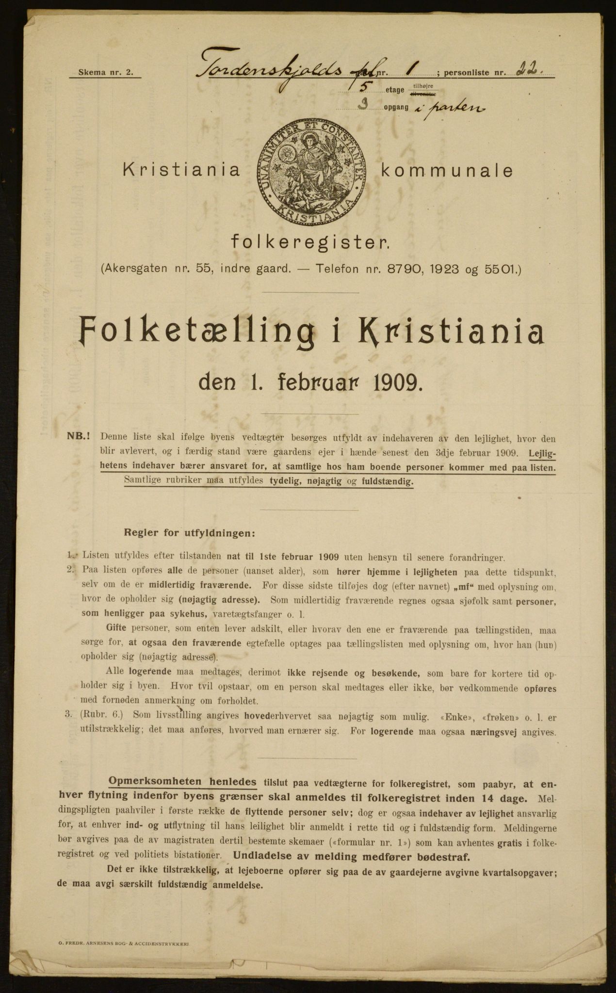 OBA, Municipal Census 1909 for Kristiania, 1909, p. 103218