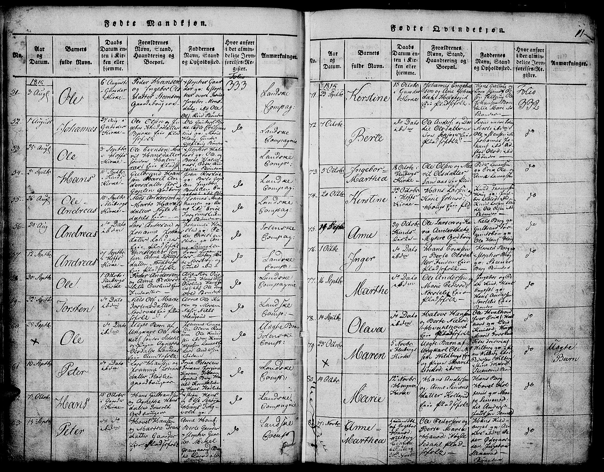 Land prestekontor, AV/SAH-PREST-120/H/Ha/Hab/L0001: Parish register (copy) no. 1, 1814-1833, p. 11