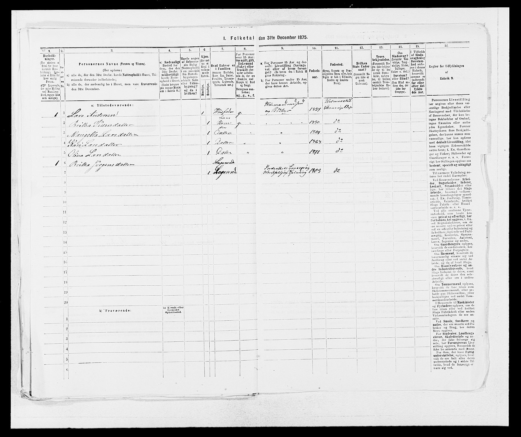 SAB, 1875 census for 1212P Skånevik, 1875, p. 230